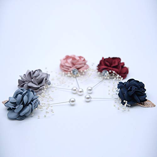 Elegant Burgundy Artificial Rose Wrist Corsage & Boutonniere Set for Weddings, Prom, Brides & Bridesmaids - Perfect for Formal Dances, Ceremonies & Special Occasions