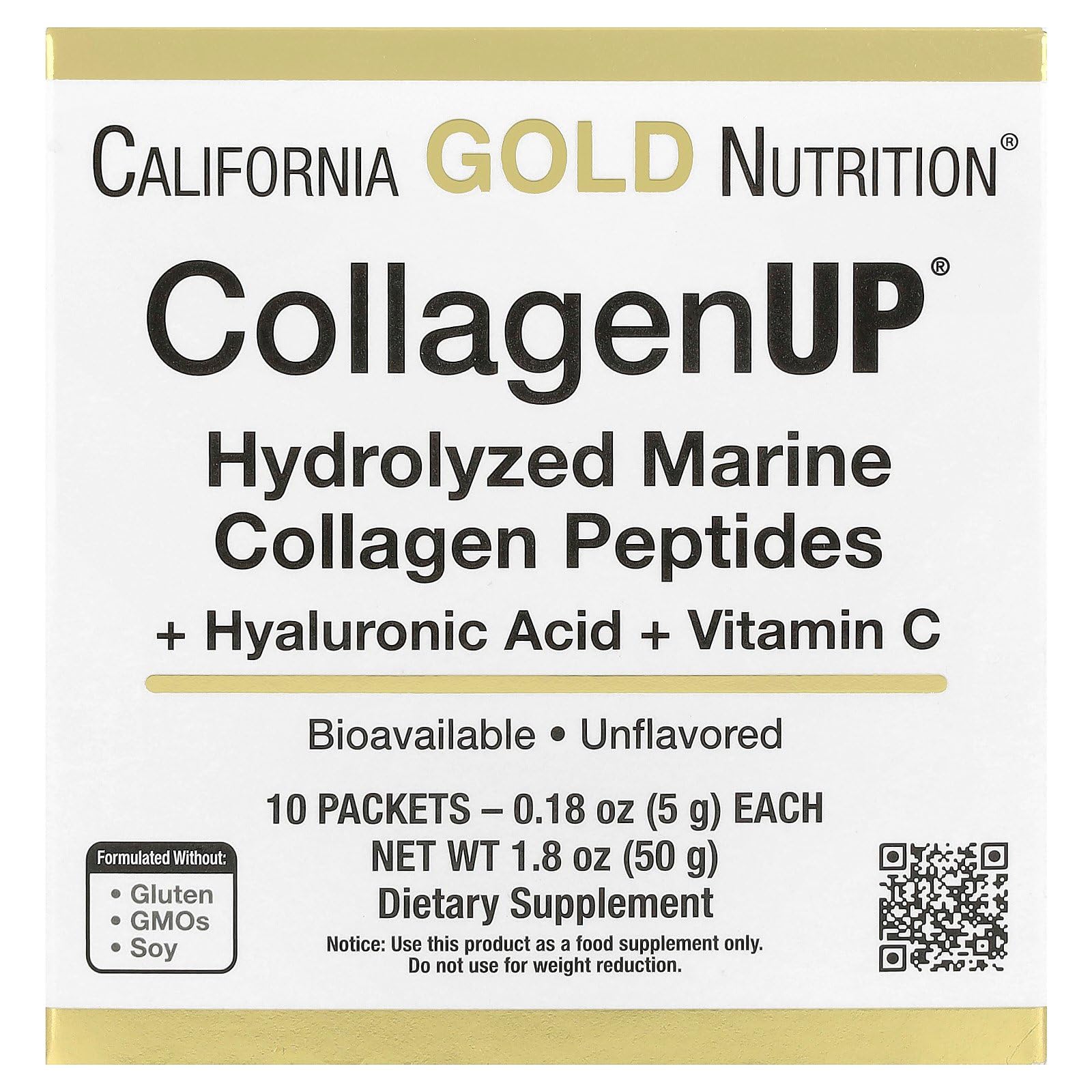 Premium Collagen Peptides Powder with Hyaluronic Acid - Supports Healthy Hair, Skin, Nails, Joints & Bones - Non-GMO, Gluten-Free, Dairy-Free, Unflavored - 10 Single-Serve Packets (0.18 oz/5.16g Each) - Ideal for Daily Beauty & Wellness Routine, Travel & On-the-Go Use