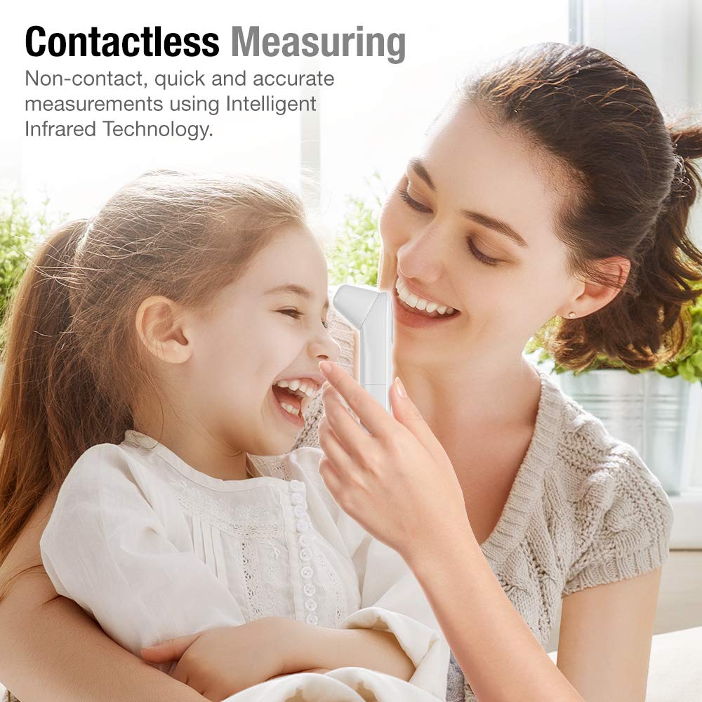 Non-Contact Digital Infrared Thermometer for Adults & Kids - Fast & Accurate Forehead/Ear Temperature Measurement - Smart IF Technology - Perfect for Home, Office, Travel & Medical Use