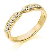 0.20ct Diamond Milgrain Edge Half Eternity Ring - Elegant Wedding Band for Brides, Anniversary Gift for Her, Perfect for Special Occasions