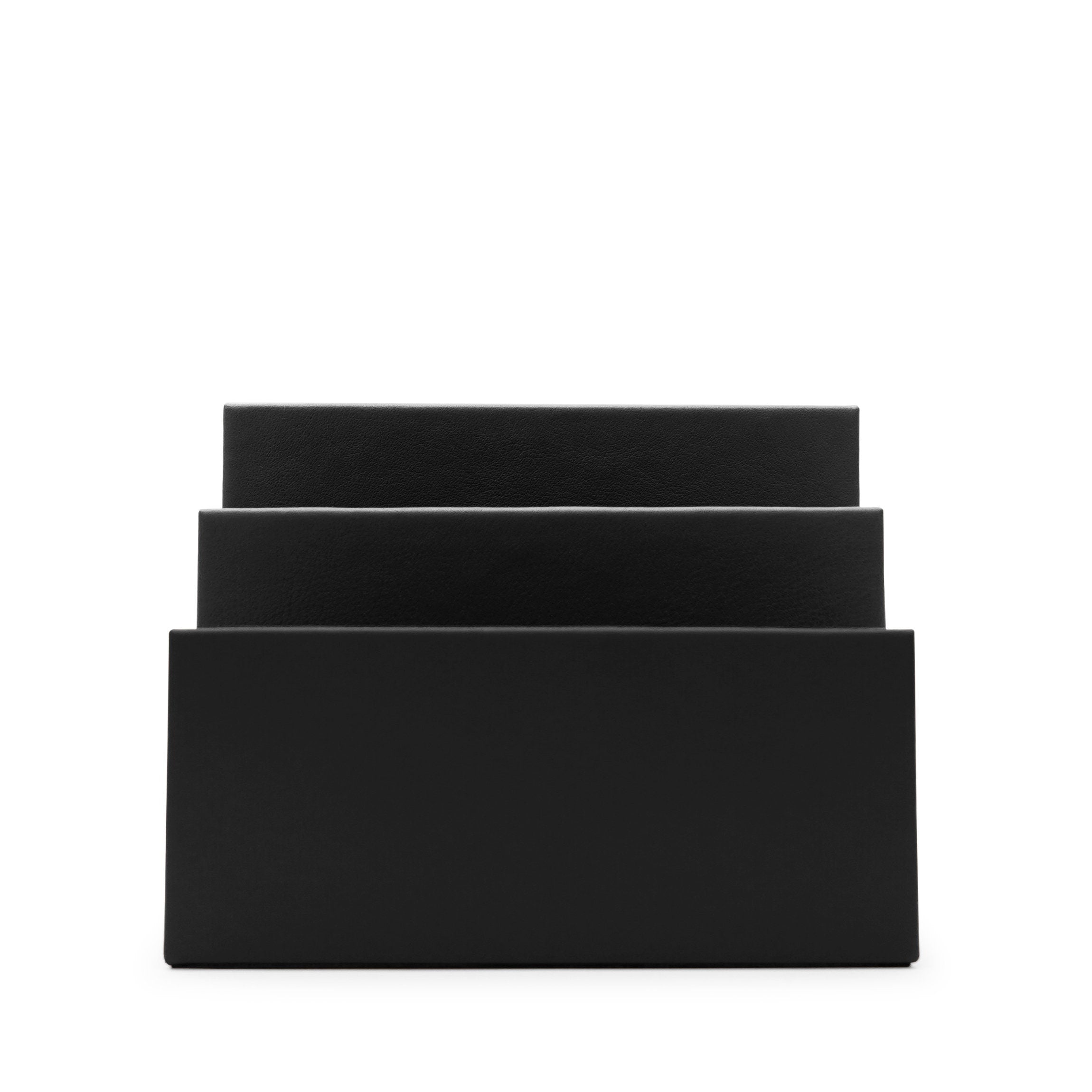 Classic Black Onyx Letter Holder - Elegant Desktop Organizer for Home & Office Mail Storage