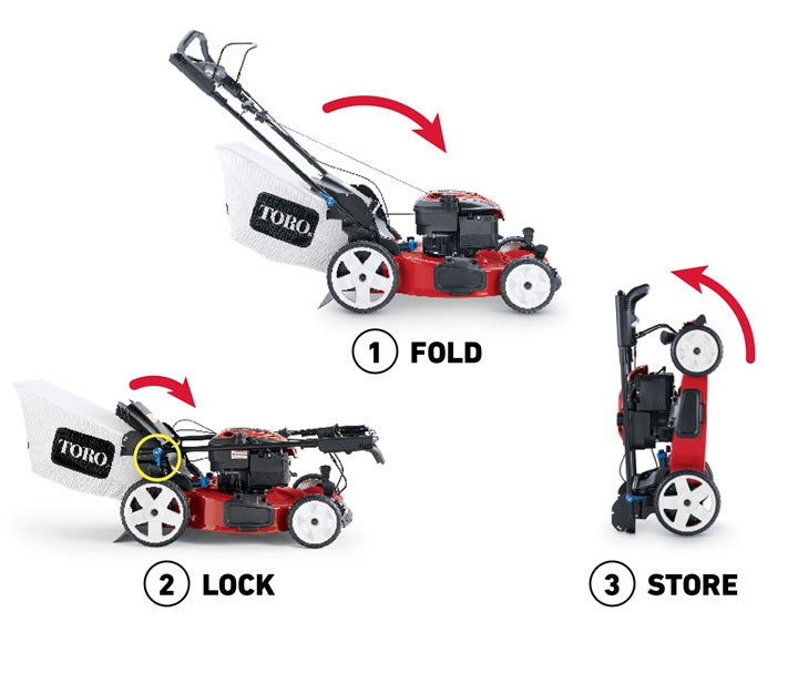 Toro 21465 22-Inch Self-Propelled Lawn Mower with Recoil Start & Smart Stow Technology - Perfect for Medium to Large Yards and Easy Storage