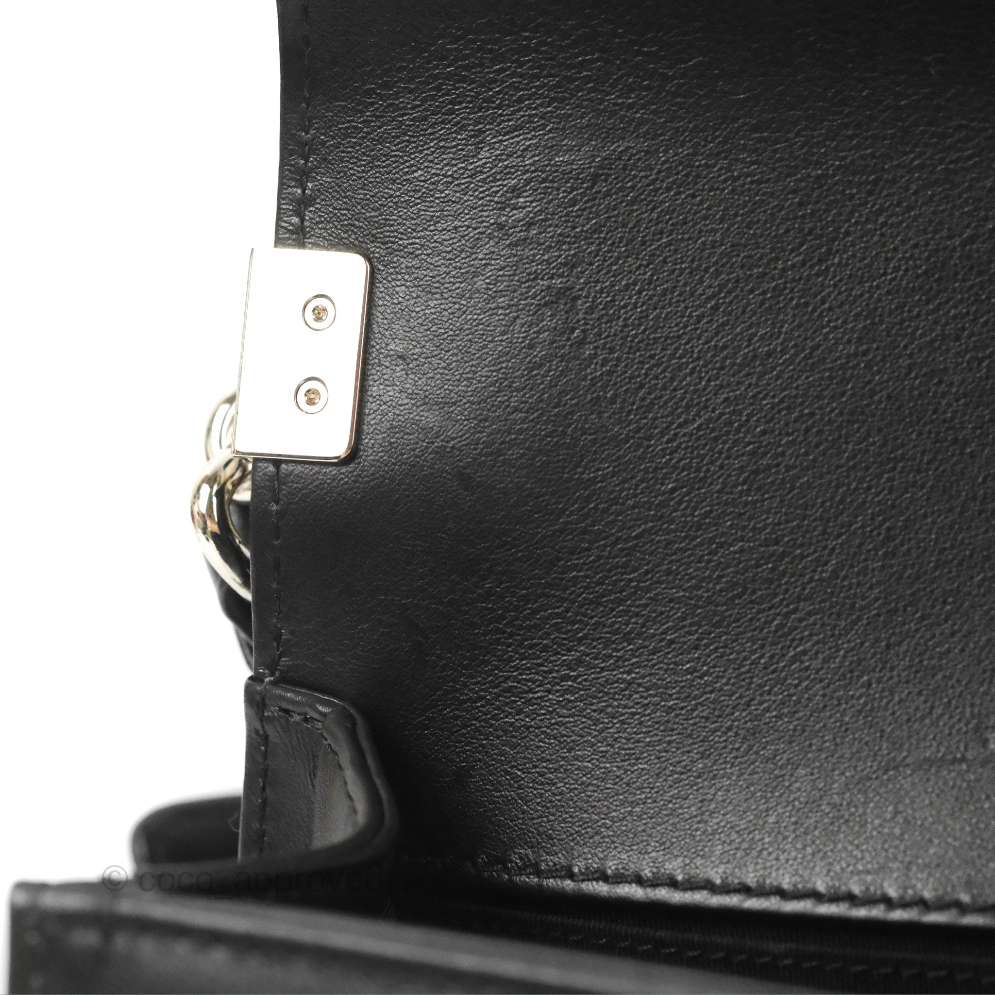 Chanel Chevron Braid Around Chain Boy Bag - Black Calfskin Leather with Silver Hardware | Luxury Crossbody Bag for Women, Perfect for Date Night & Evening Events