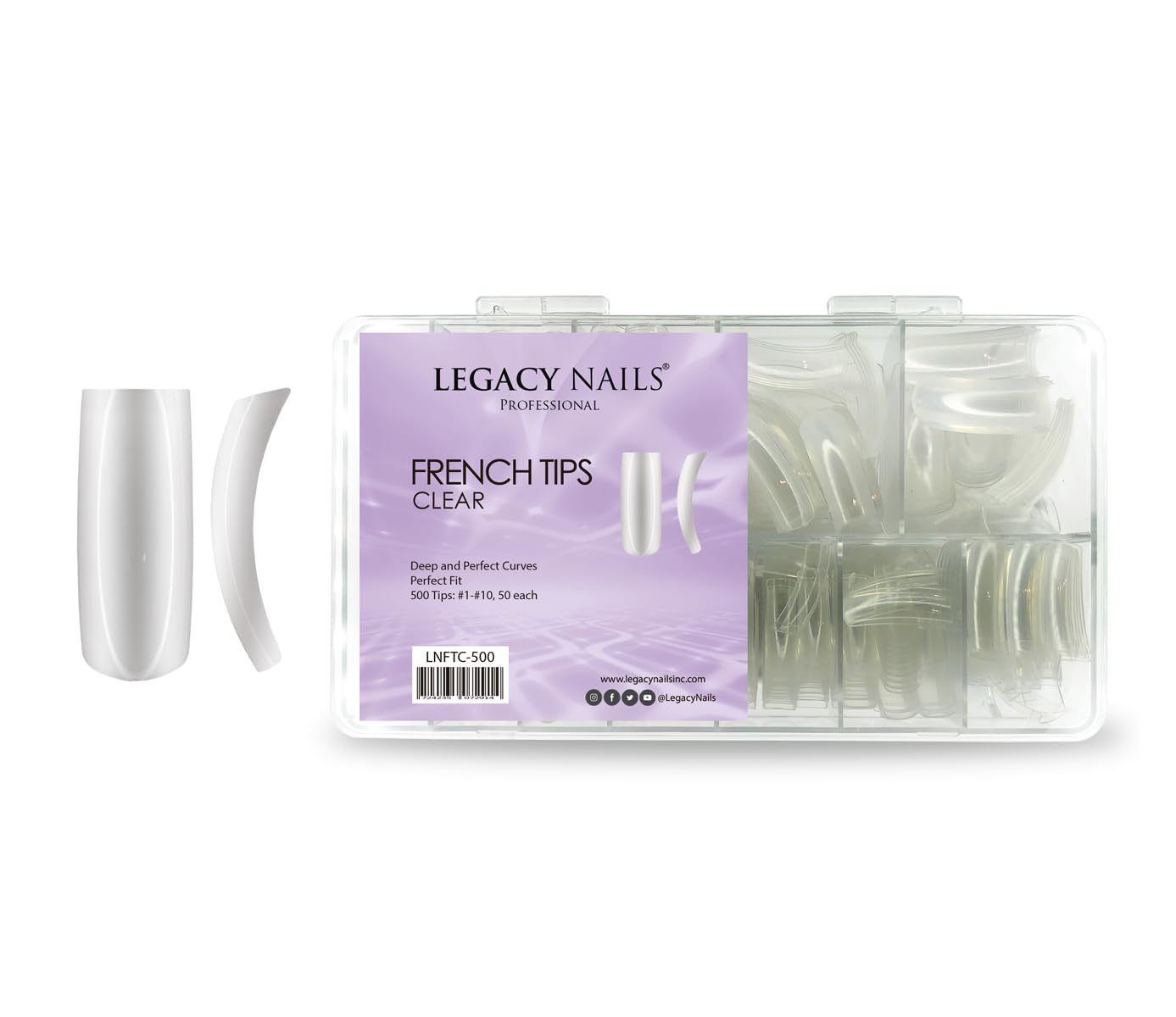 Legacy Nails Professional Nail Tips for Acrylic, Gel & Builder Gel - French & Clear Artificial Nails for Salon & DIY Manicures | Perfect for Nail Extensions, Overlays & Special Occasions