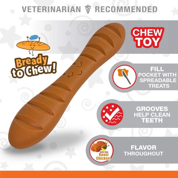 Nylabone Power Chew Baguette Dog Toy - Durable Chew Toy for Aggressive Chewers - Best for Large Dogs & Puppies - Perfect for Teething, Boredom & Dental Health