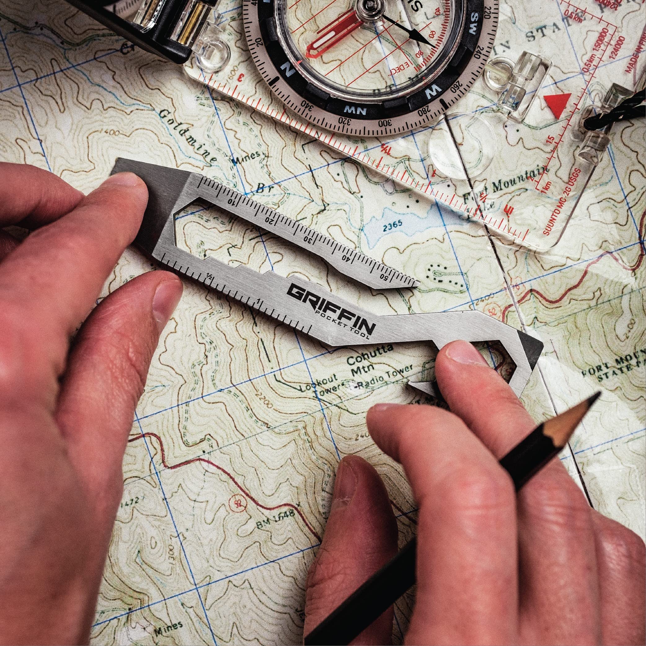 XL Griffin Pocket Tool - Titanium Multi-Tool with Metric Measurements - Perfect for Camping, Hiking, and Everyday Carry (EDC)