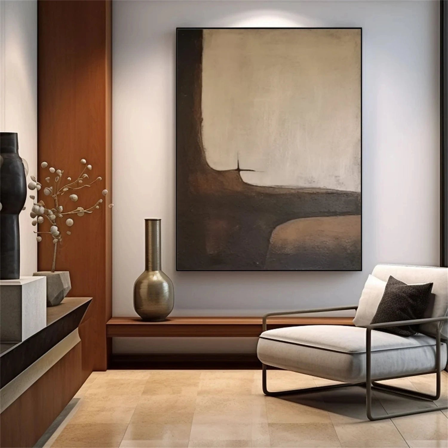 Beige & Brown Abstract Wall Art Print #BB149 - Modern Home Decor for Living Room, Bedroom & Office