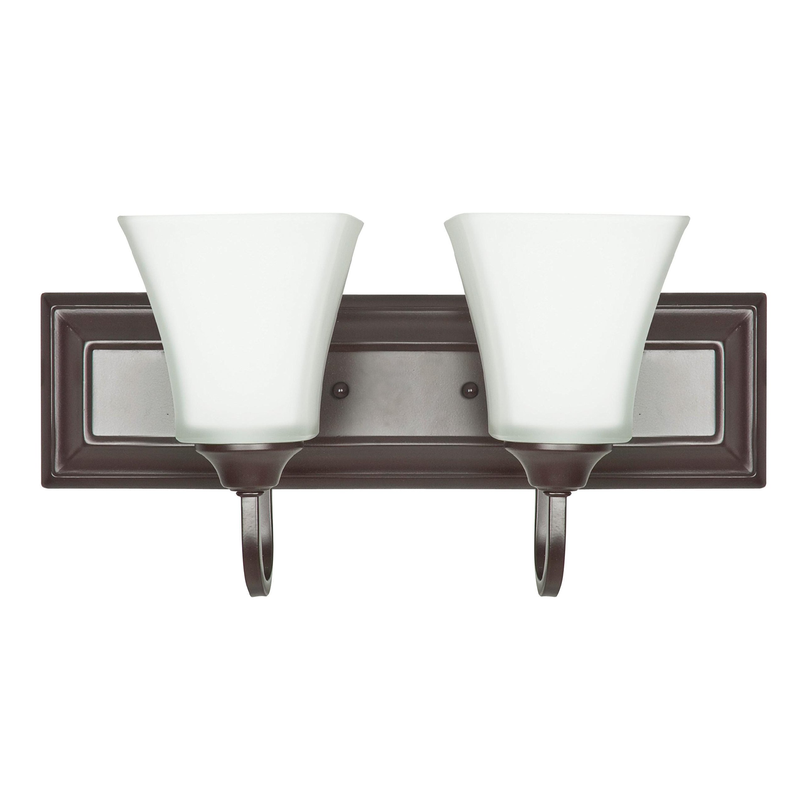 F3682-44 Sunset Lighting Vanity Mirror with Square Milk Glass & Oiled Bronze Finish - Perfect for Bathroom Makeup Dressing Table & Bedroom Decor
