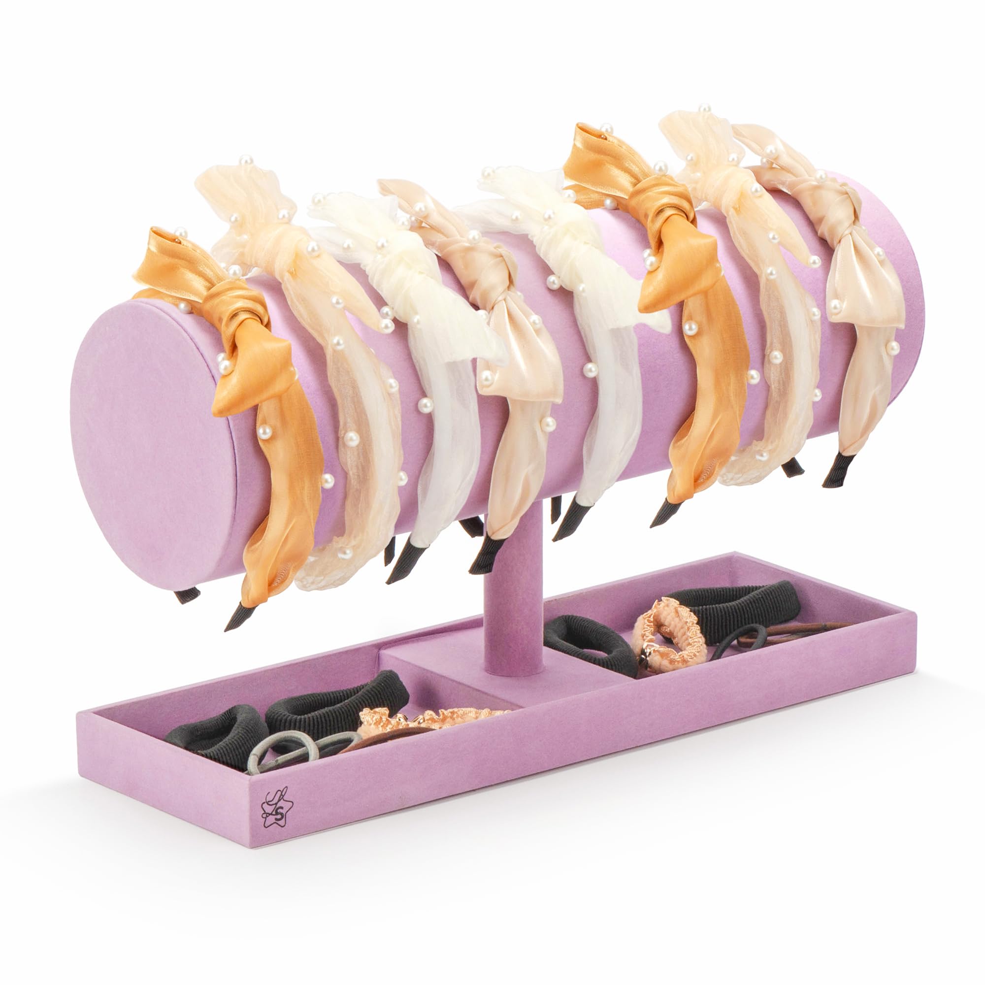 LS Lulu & Summer Headband Holder Organizer - Stylish Storage Stand Display Rack for Headbands, Hairbands, Disney Ears, Tiaras & Hair Accessories - Perfect for Women & Girls Bedroom, Bathroom & Vanity Organization (Purple)