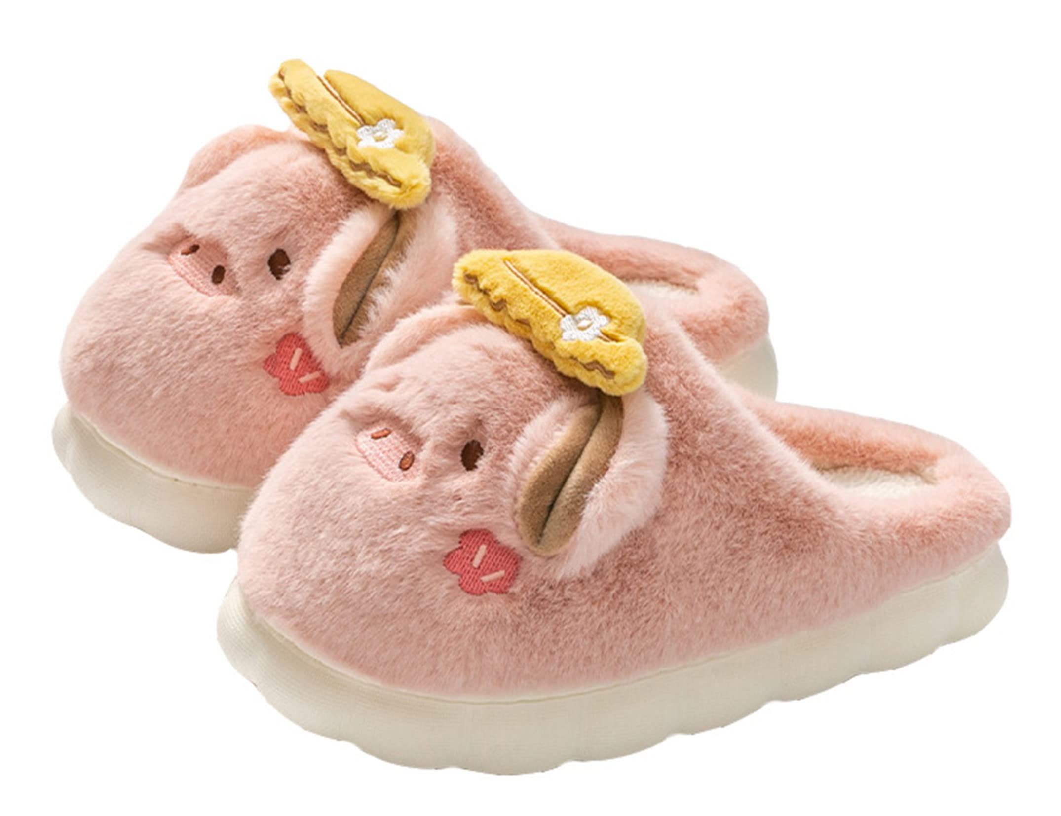 YILANLAN Women's Cute Pig Slippers - Animal Plush House Shoes for Winter, Warm & Cozy Indoor/Outdoor Home Slippers - Perfect for Lounging, Gift Giving & Cold Weather Comfort