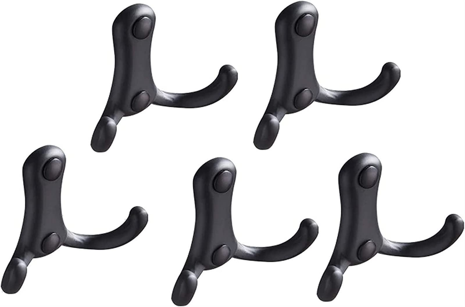 Wall Mounted Coat Rack - 5 Pack Aluminum Space Saving Key Hooks for Home Organization | No Drill Installation | Perfect for Living Room, Kitchen, Bedroom & Bathroom Decor (Black)