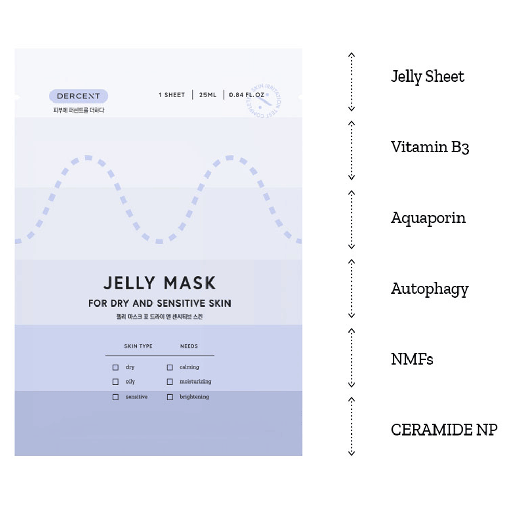 DERMACE Jelly Face Mask for Dry & Sensitive Skin - Hydrating & Soothing 25ml - Perfect for Night Skincare Routine & Spa Day at Home