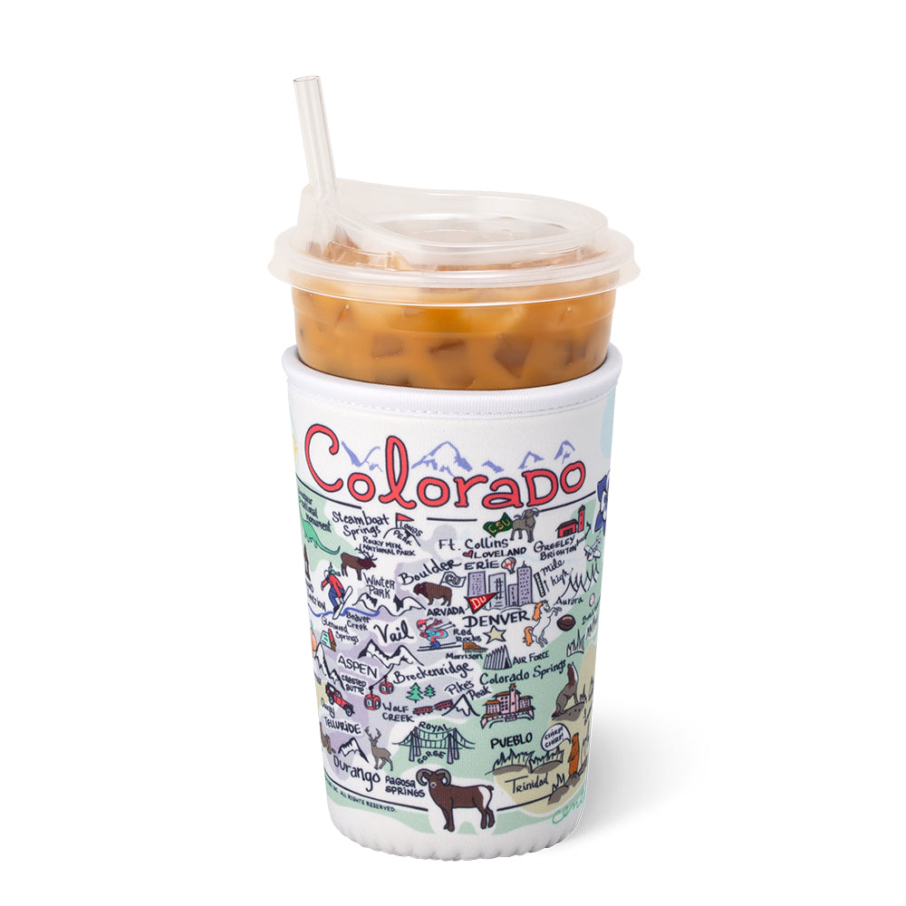 Colorado Medium Iced Cup Coolie - Insulated Beverage Sleeve for Coffee, Tea & Cold Drinks - Perfect for Camping, Travel & Outdoor Activities