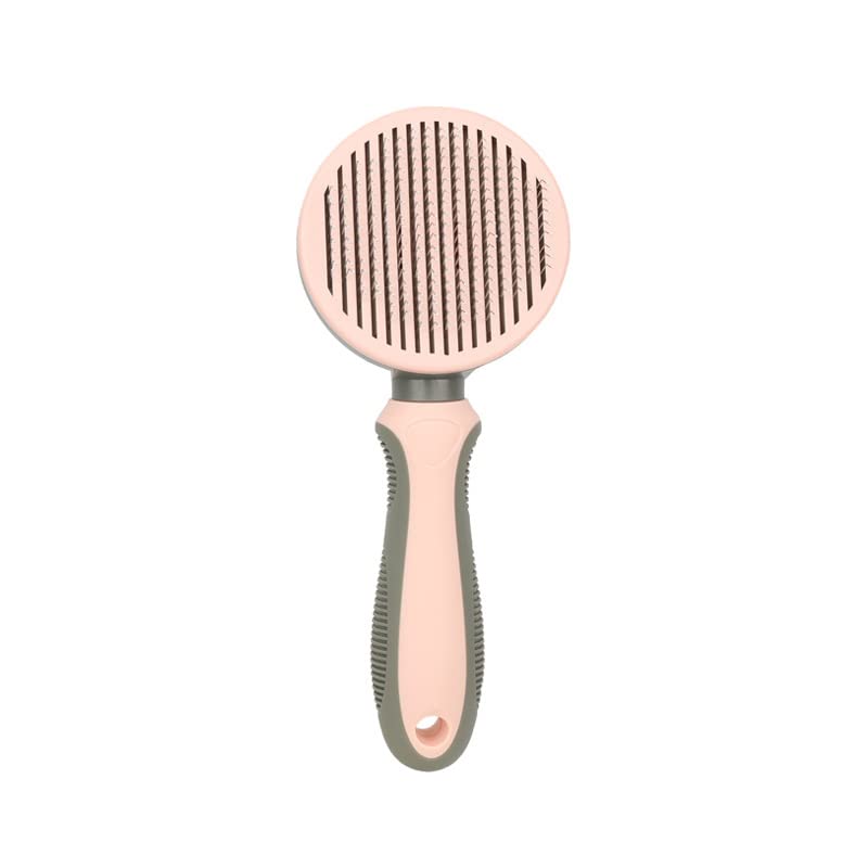 Self-Cleaning Slicker Brush for Cats & Dogs - Gentle Pet Hair Remover Brush, Detangling Comb for Grooming, Reduces Shedding (Pink) - Perfect for Daily Brushing & Professional Pet Grooming Sessions