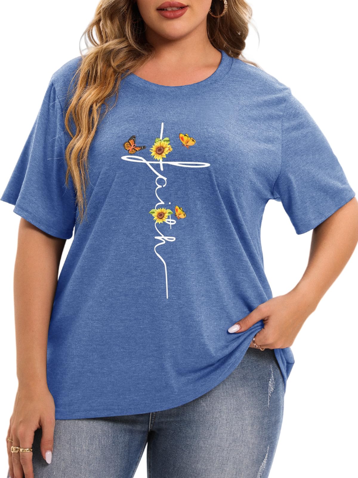 HDLTE Women's Plus Size Casual Short Sleeve Graphic T-Shirts - Oversized Comfort Fit Tee for Everyday Wear, Lounge & Street Style