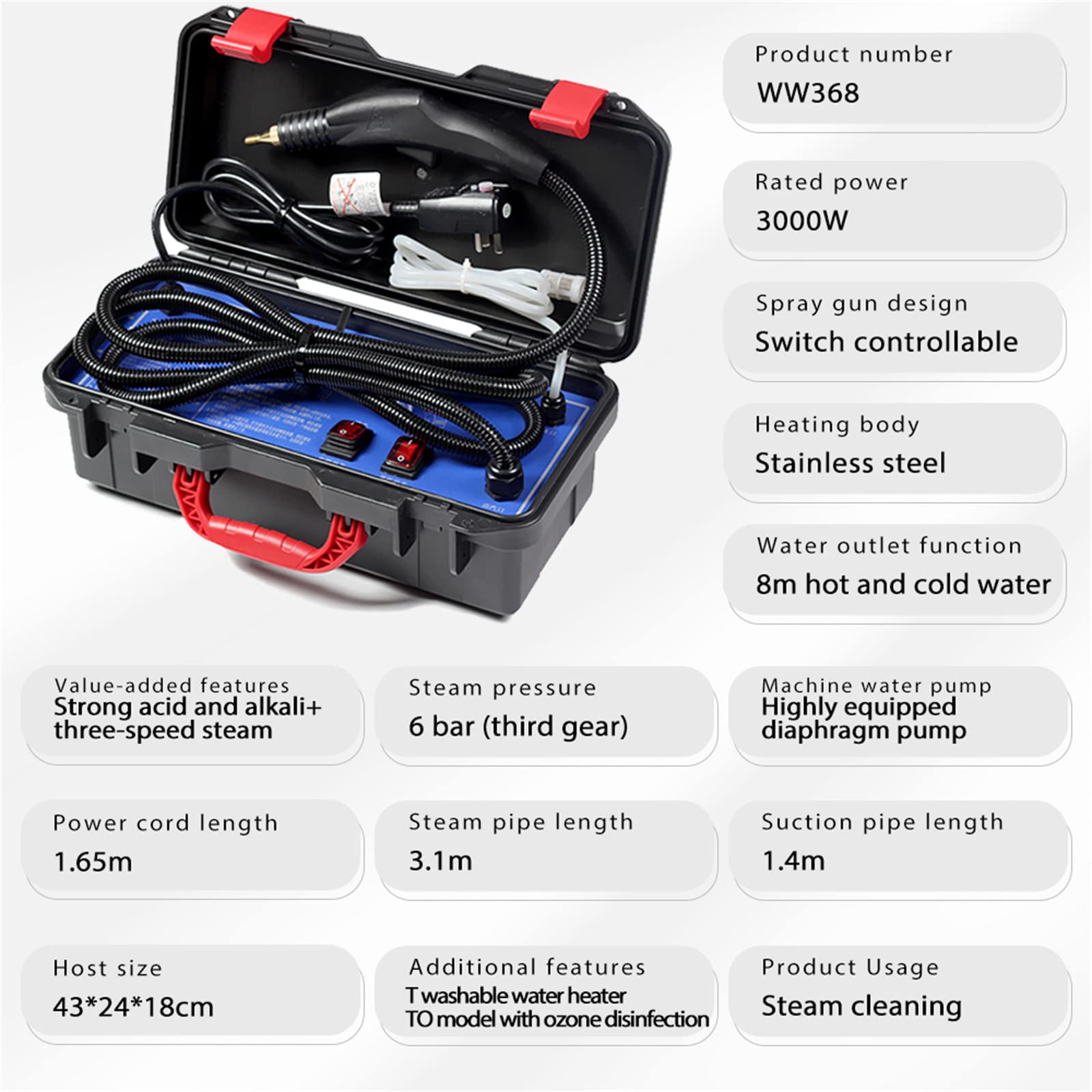 3200W Portable Steam Cleaner - High Temperature & Pressure for Kitchen, Bathroom, Car, Furniture & Floors | Commercial & Household Cleaning Machine | Perfect for Deep Cleaning, Sanitizing & Stain Removal