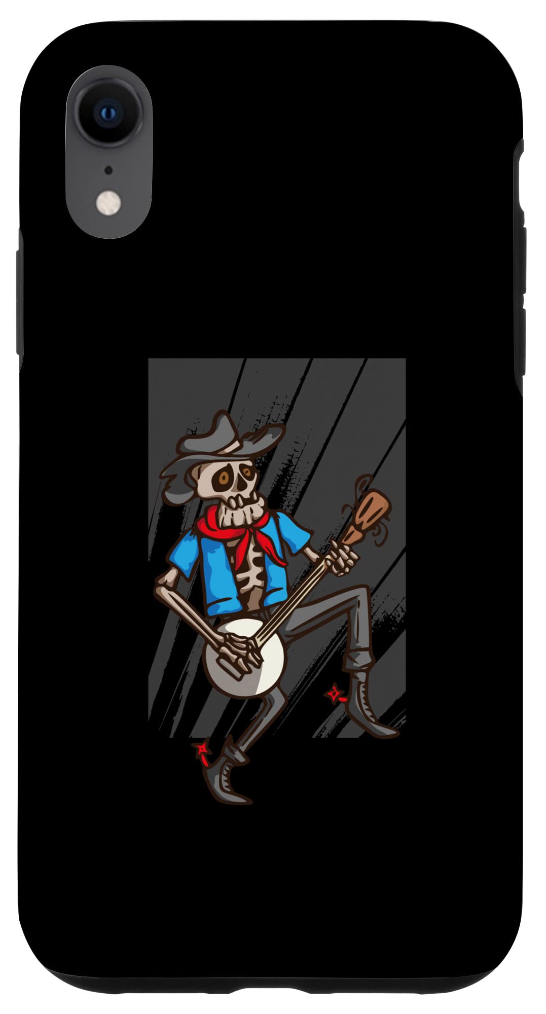 iPhone XR Case with Banjo Music Design - Durable Skeleton Playing Banjos Art Phone Cover for Music Lovers & Country Style Enthusiasts - Perfect for Concerts, Music Festivals & Country-Themed Events