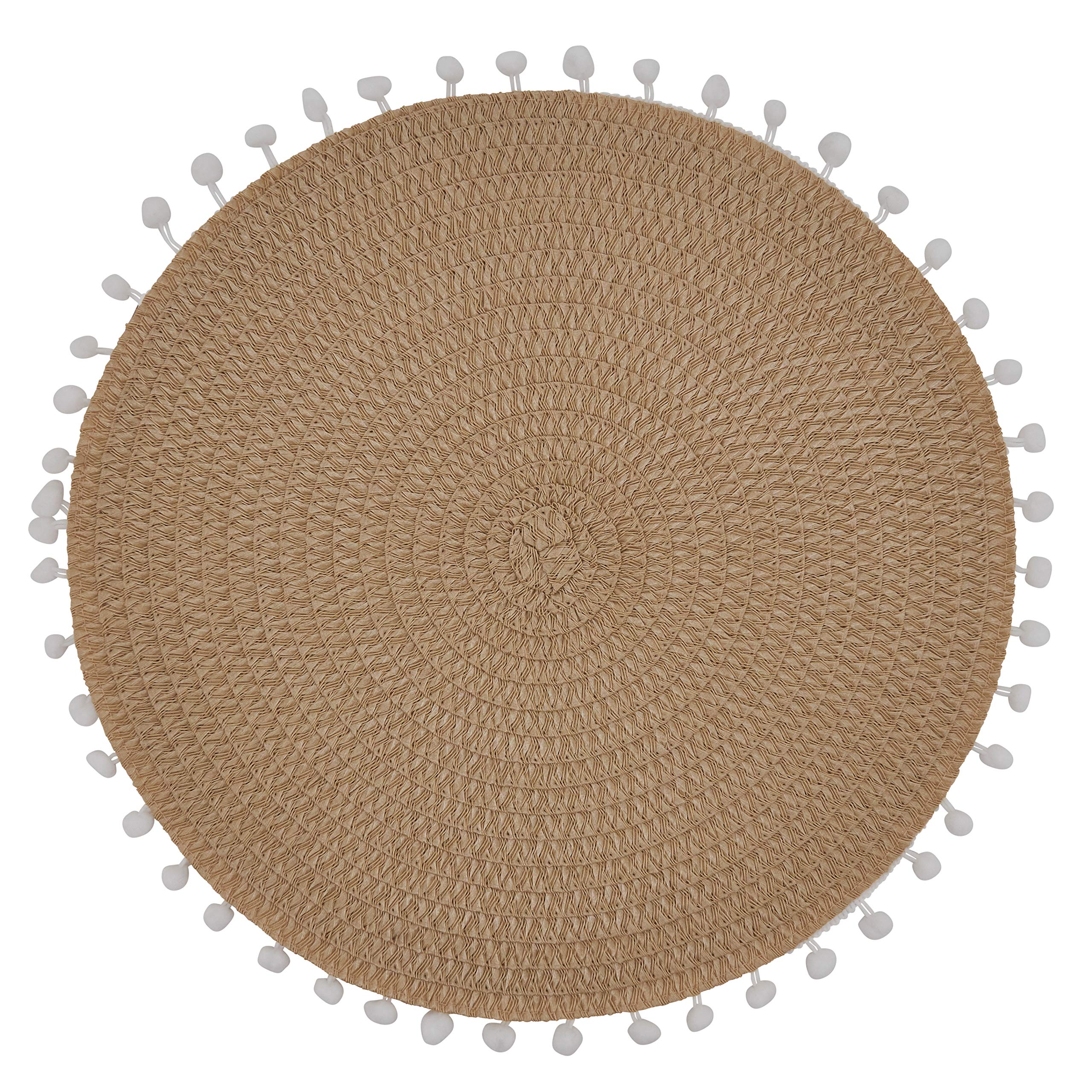 Stylish Pom Pom Design Placemats Set of 4 - Waterproof & Washable Table Mats for Dining, Kitchen Decor, Party, and Holiday Decorations