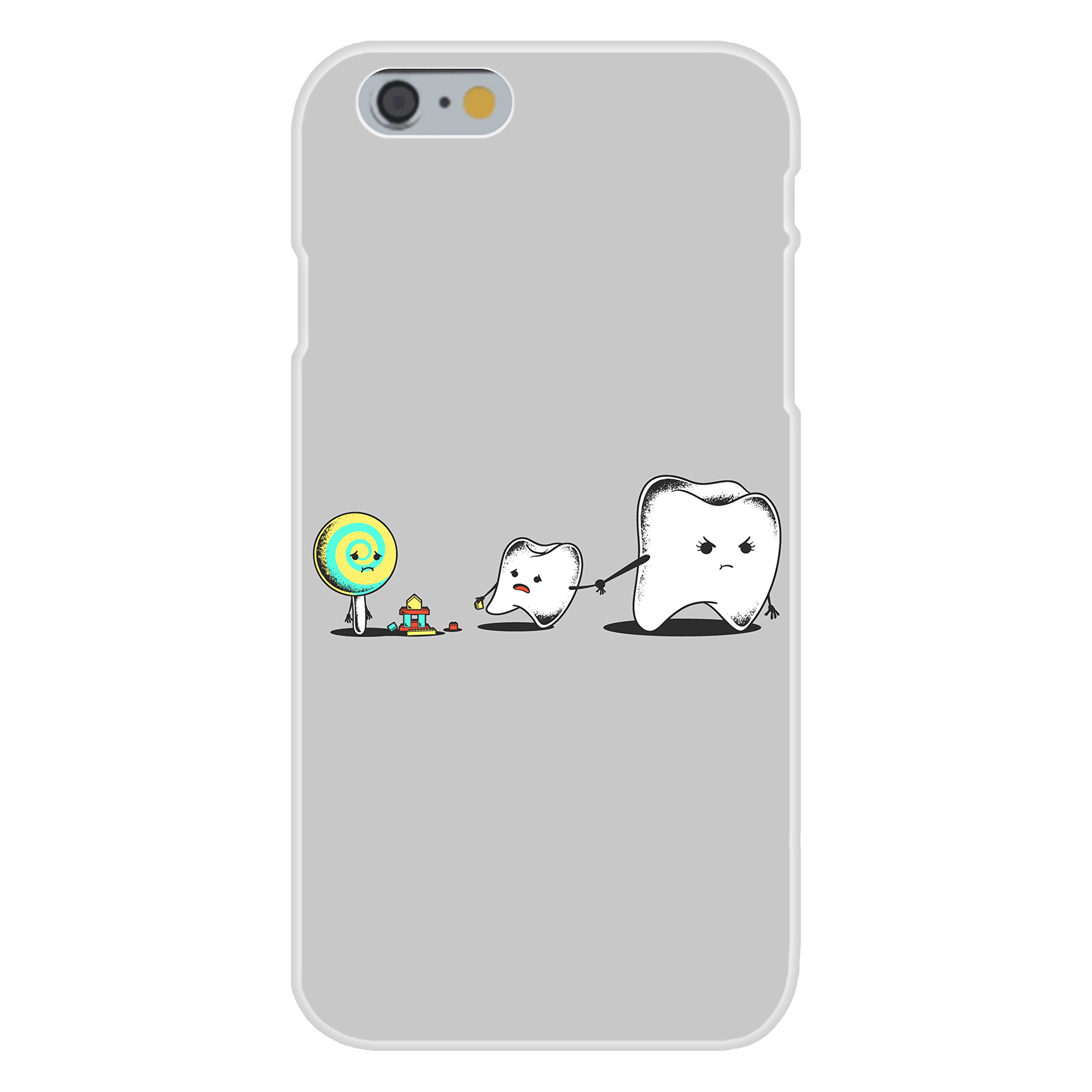 Funny Bad Friend Teeth & Lollipop Parody iPhone 6 Case - White Plastic Snap-On Protective Cover by Hat Shark | Perfect for Humor Gifts, Office Pranks & Everyday Use