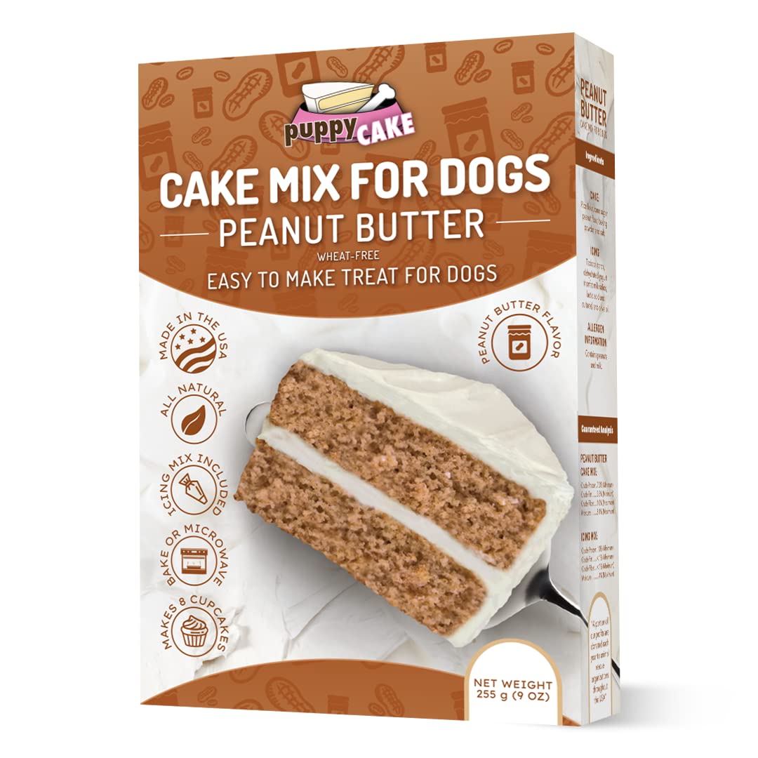 Organic Puppy Cake Kit - Peanut Butter Dog Birthday Cake & Ice Cream Mix with Bone Silicone Pan & 24 Candles | Perfect for Pet Birthday Parties, Adoption Celebrations & Special Treats