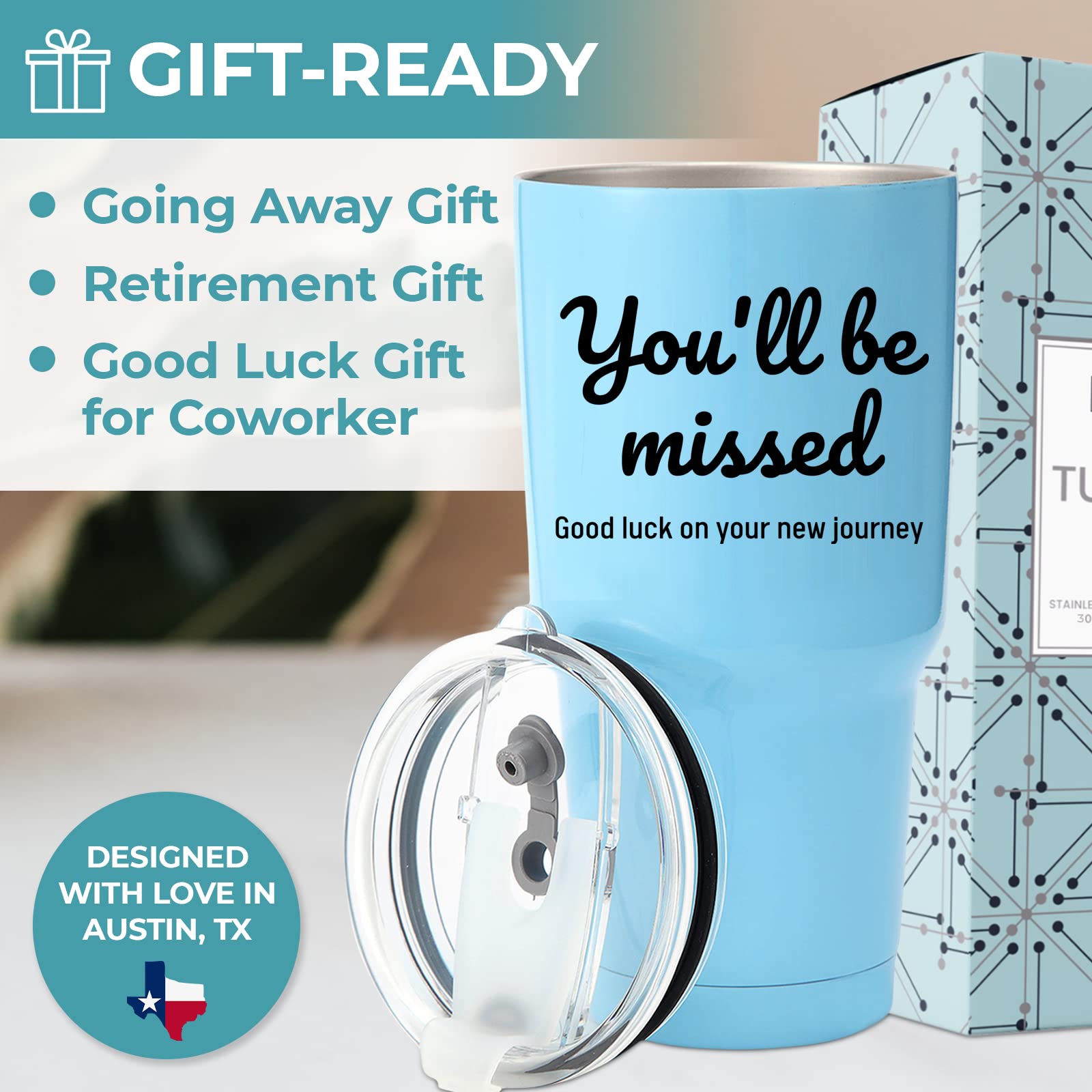 KEDRIAN 30oz Insulated Tumbler Cup - Best Farewell Gift for Coworkers, Retirement Present for Women & Men - Double Wall Vacuum Stainless Steel Travel Mug - Perfect for Office Goodbye Parties, Friends Going Away & Retirement Celebrations