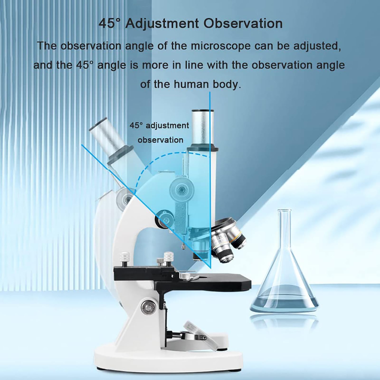 100000X/150000X/200000X HD Biological Microscope with 0-45° Adjustable Viewing Angle & Smartphone Adapter - Professional Lab, School & Home Use for Students, Adults & Hobbyists - Perfect for Biology Studies, Aquaculture Observation & Scientific Research