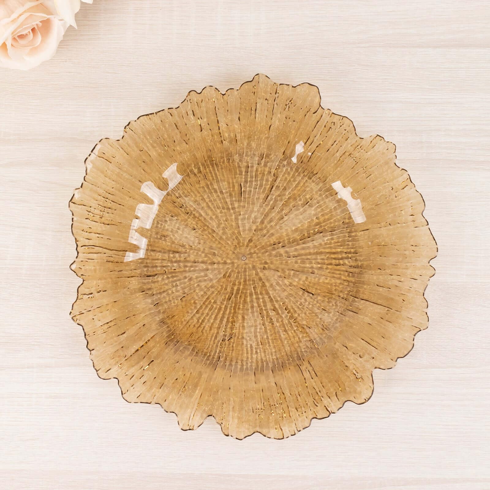 Efavormart 6 Pack Amber Gold Round Reef Acrylic Plastic Charger Plates - 13