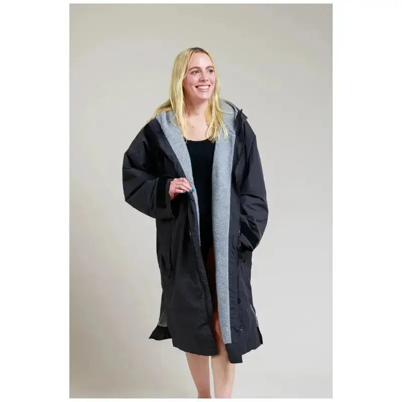 Unisex Black Swimming Robe for Adults - Waterproof Hard Shell Bathrobe for Pool, Beach & Spa - Quick Dry Travel Wrap for Swimwear Cover Up