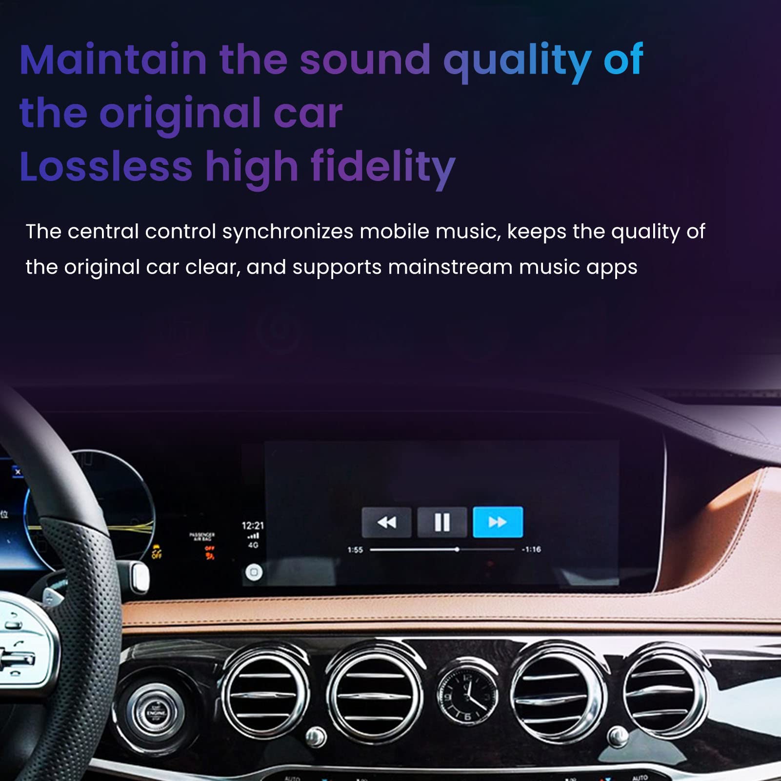 ASHATA Wireless CarPlay Adapter - Convert Wired to Wireless CarPlay for iPhone, USB & 3.5mm Audio Interface, Voice Control - Perfect for Commuting, Road Trips & Hands-Free Driving