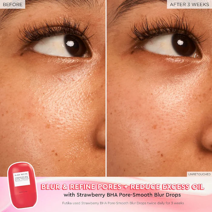 Glow Recipe Strawberry BHA Pore Smooth Blur Drops™ | Pore Minimizing & Skin Smoothing Serum for Oily & Combination Skin | Perfect for Daily Skincare Routine & Makeup Prep