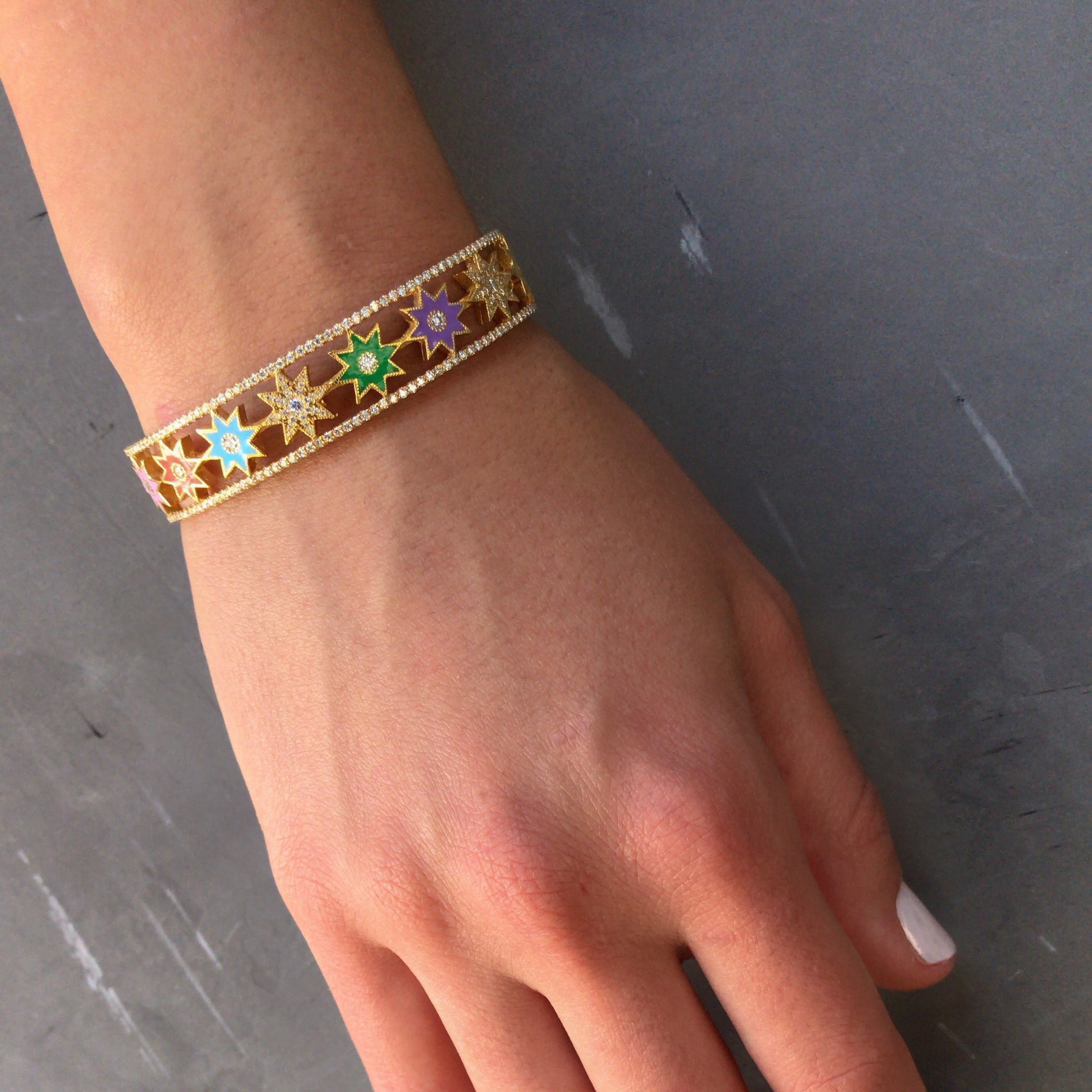 Twinkle Star Cuff Bracelet for Women - Multi Color Adjustable Fashion Jewelry for Parties, Weddings & Everyday Wear