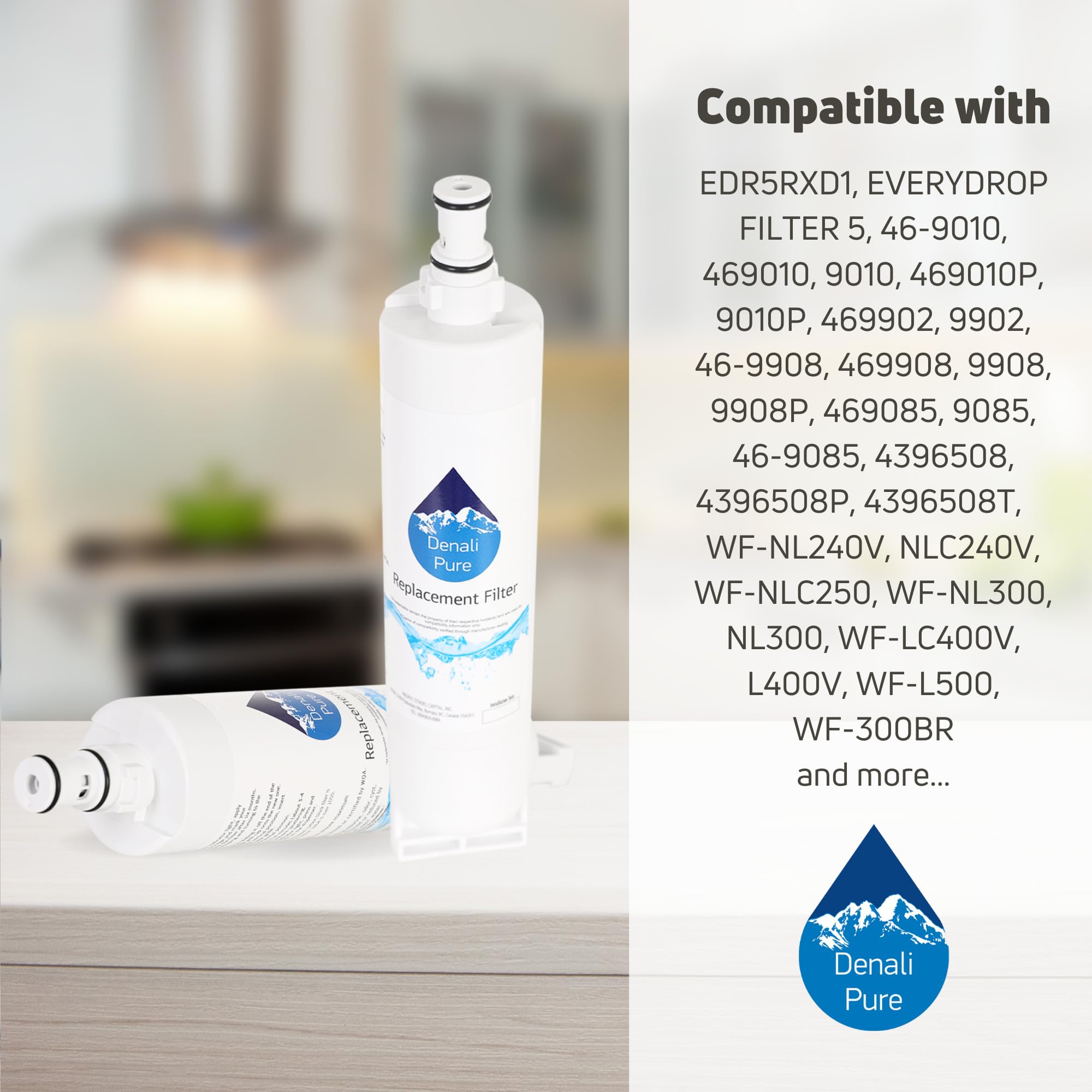 4-Pack Whirlpool ED5PHAXMQ10 Refrigerator Water Filter Replacement - Compatible with Whirlpool 4396508, 4396510 Fridge Water Filter Cartridges | Clean & Safe Drinking Water for Home, Office & RV Use