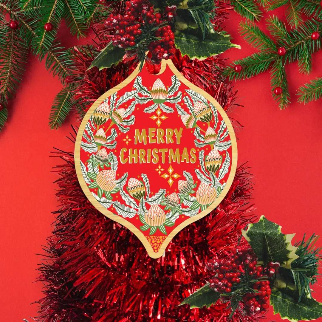 Australian Christmas Bauble Set - 12-Piece Handmade Glass Ornaments for Holiday Tree Decorations - Perfect for Xmas Party, Home & Office Decor