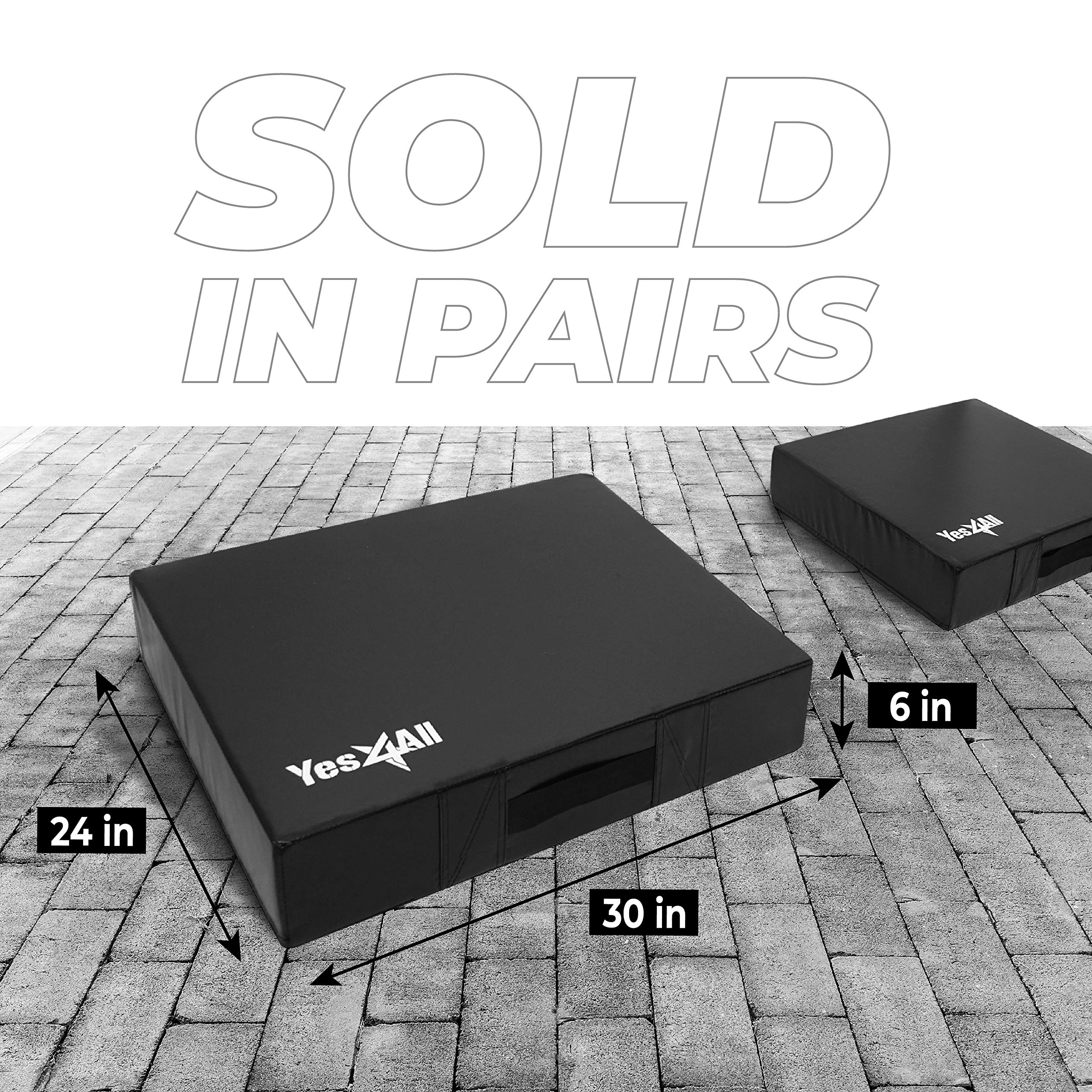 Yes4All Weightlifting Drop Pads - Pair of Silencer Pads with PVC Cover & Carry Handles for Gym, CrossFit & Home Workouts - Reduce Noise & Protect Floors