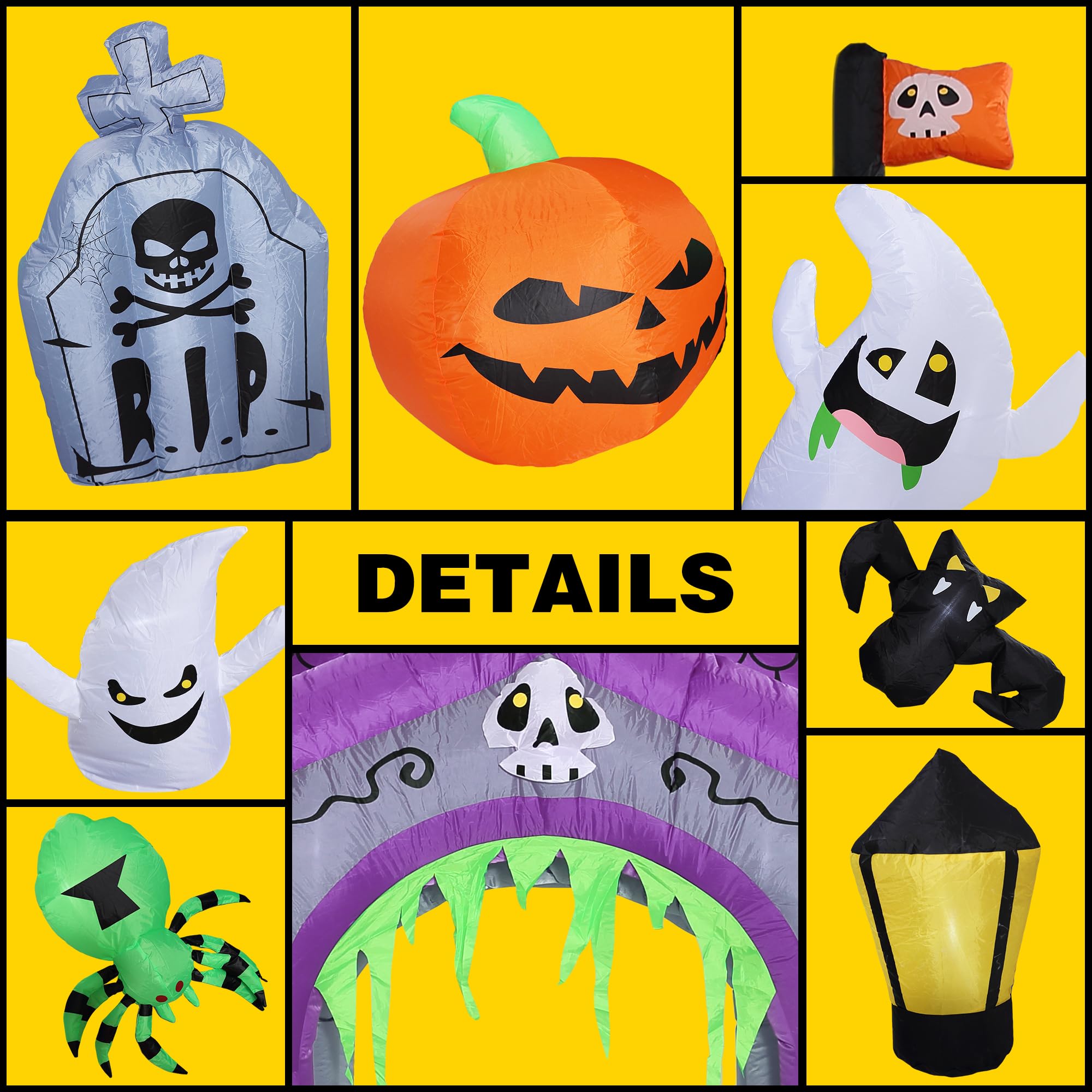 12.5 FT Giant Halloween Inflatable Haunted House Castle Archway - Outdoor Halloween Decorations for Front Lawn, Garden, and Yard - Spooky Blow Up Decor for Halloween Parties & Trick or Treating