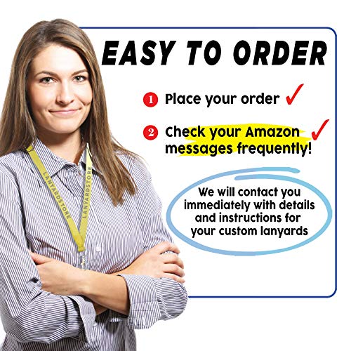 Custom Printed Lanyards USA - Heavy Duty Nylon Lanyards with School Name or Personalized Design (White/Swivel Hook, Pack of 200) - Perfect for School Events, Corporate IDs, Trade Shows & Promotional Giveaways