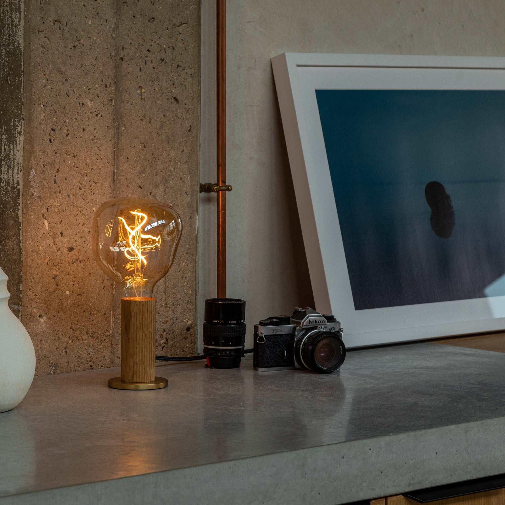 Set of 2 Modern Oak Knuckle Table Lamps with Voronoi Design - Perfect for Bedside, Living Room, and Office Lighting Decor