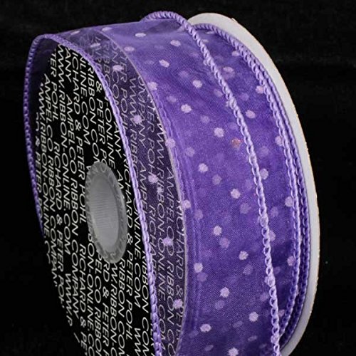 Sheer Purple Polka Dot Wired Craft Ribbon - 1.5 Inch x 80 Yards for Gift Wrapping, DIY Crafts, Scrapbooking & Party Decorations