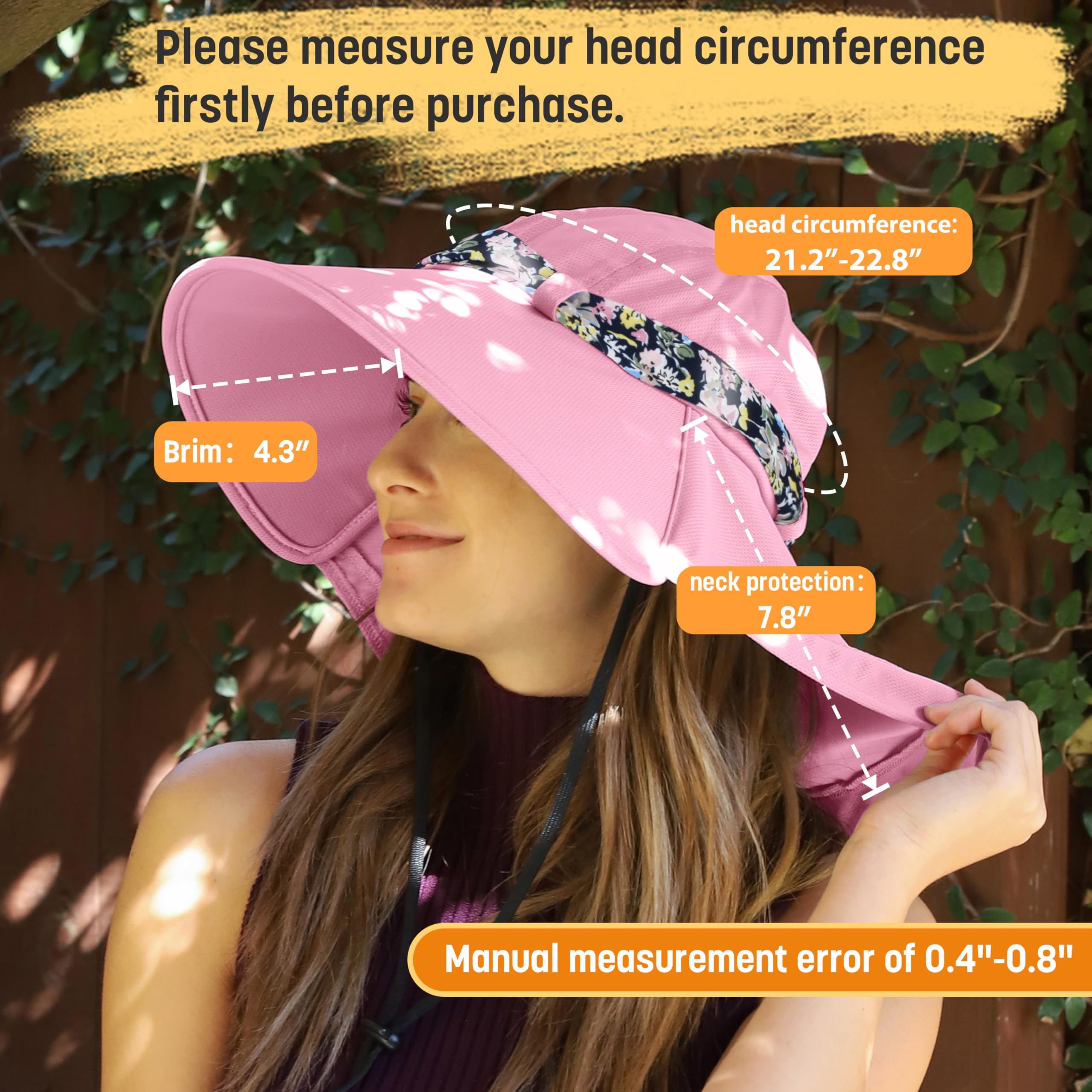 Solaris UPF 50+ Sun Protection Wide Brim Hat for Women - Packable Lightweight Summer Beach Hat with Cooling Neck Flap & Floral Scarf | Perfect for Gardening, Travel, Hiking, Outdoor Activities & UV Protection