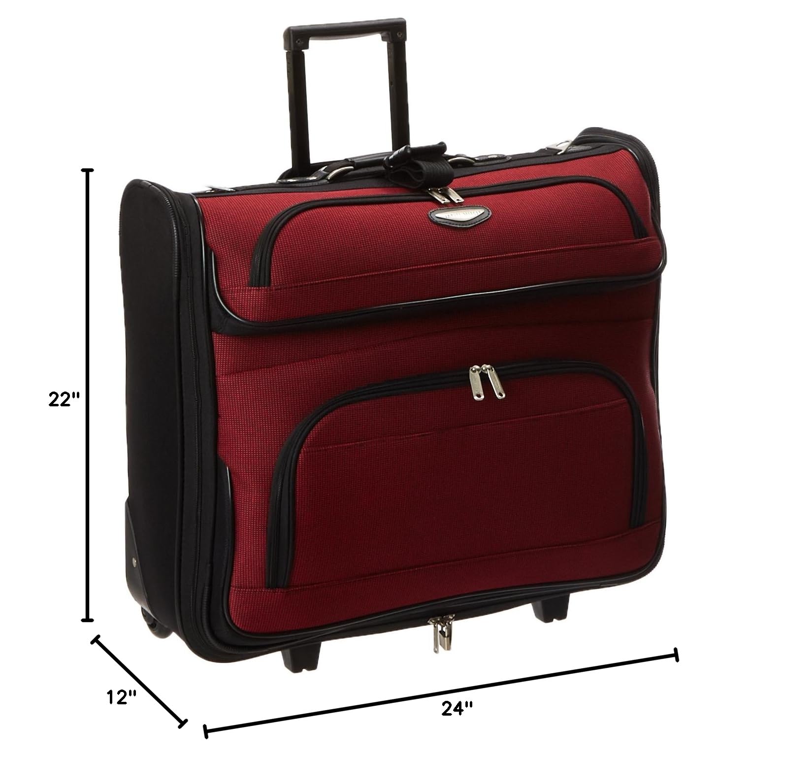 Travel Select Amsterdam Business Rolling Garment Bag - Red Carry-On Luggage for Suits & Dresses | Perfect for Business Trips, Weddings & Formal Travel