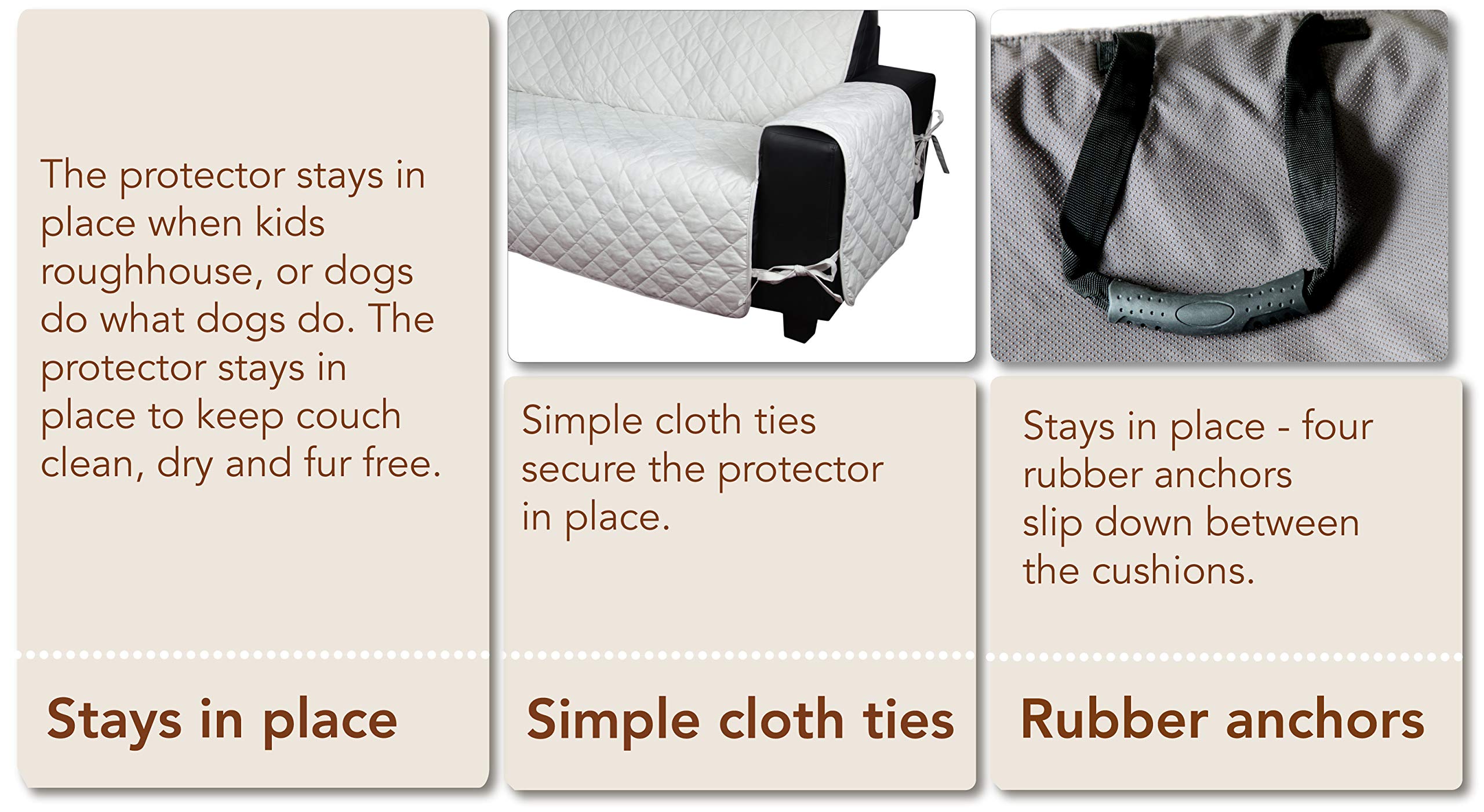 Waterproof Faux Suede Microfiber Sofa Cover - Non-Slip Couch Protector for Large 3-Cushion Furniture (Sand Color) | Perfect for Pets, Kids & Spill Protection in Living Rooms