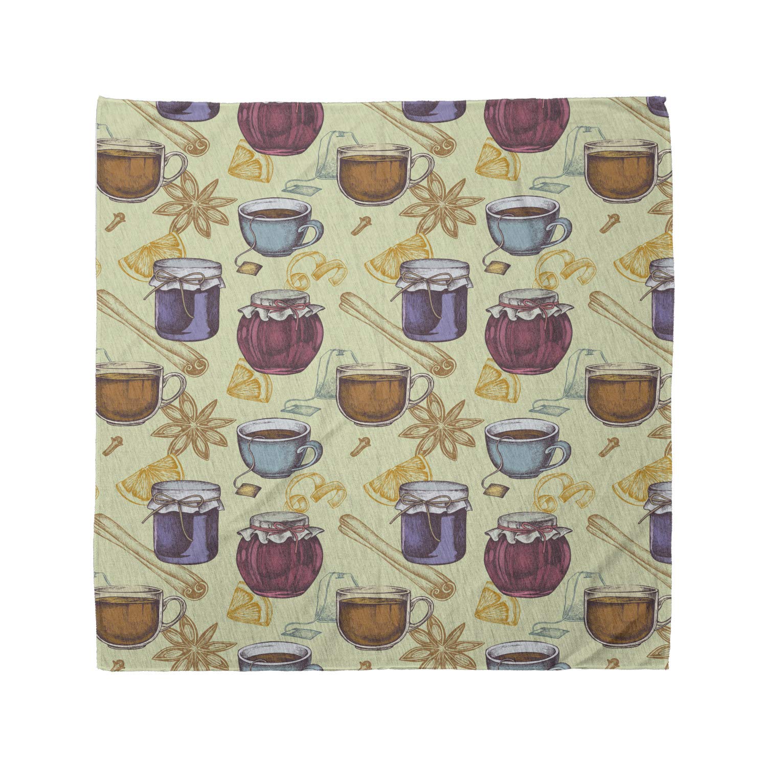 Ambesonne Sketch Bandana - Unisex Head & Neck Scarf for Men & Women - Cinnamon Tea Themed Design - Perfect for Outdoor Activities, Concerts & Casual Wear