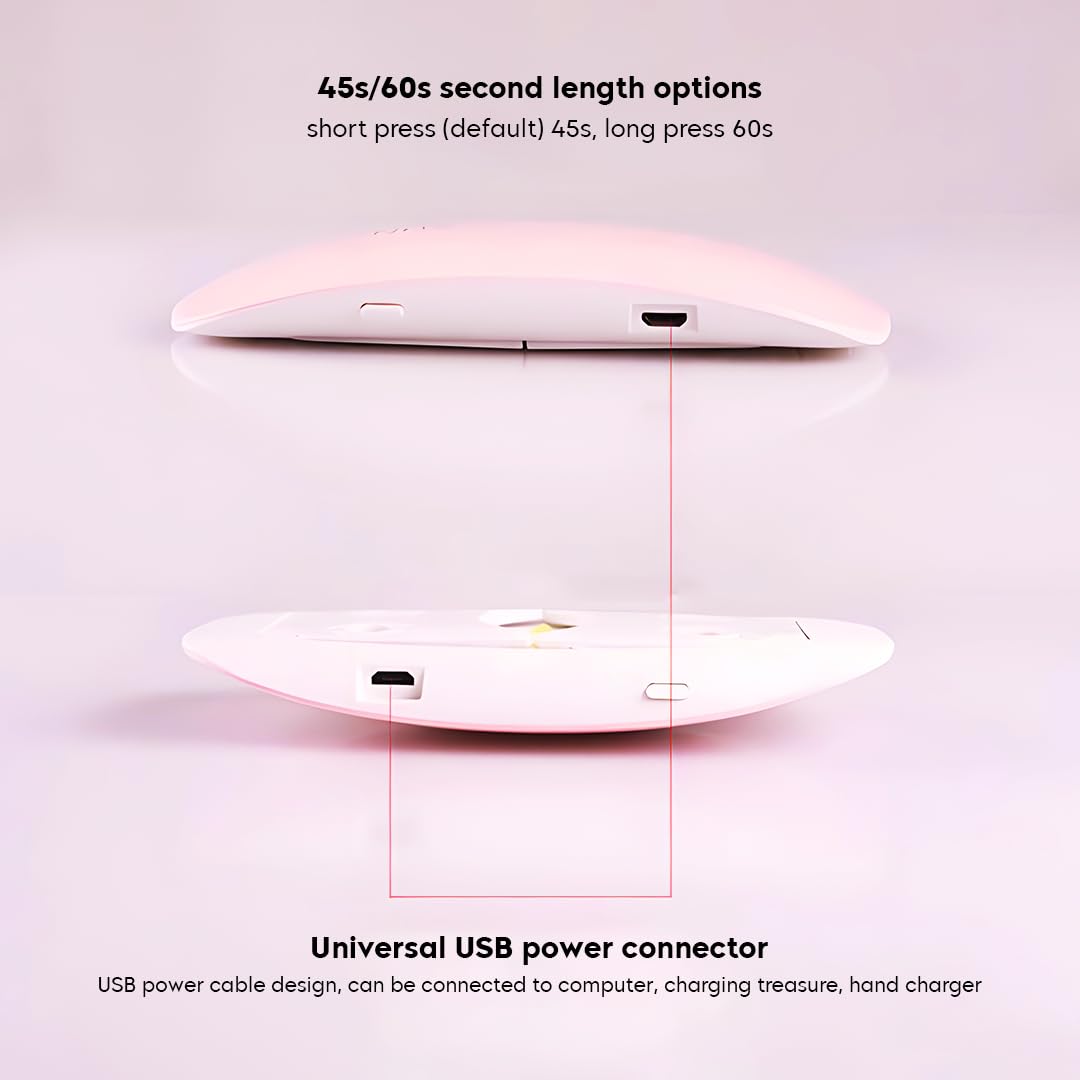 Gleva UV LED Nail Dryer - Foldable Mini Portable Nail Lamp for Quick Drying Gel Polish | Travel & Home Use | Perfect for Women & Girls | Salon Quality Curing Light (Pink) | Great for Manicures, Pedicures & Nail Art at Home or On The Go