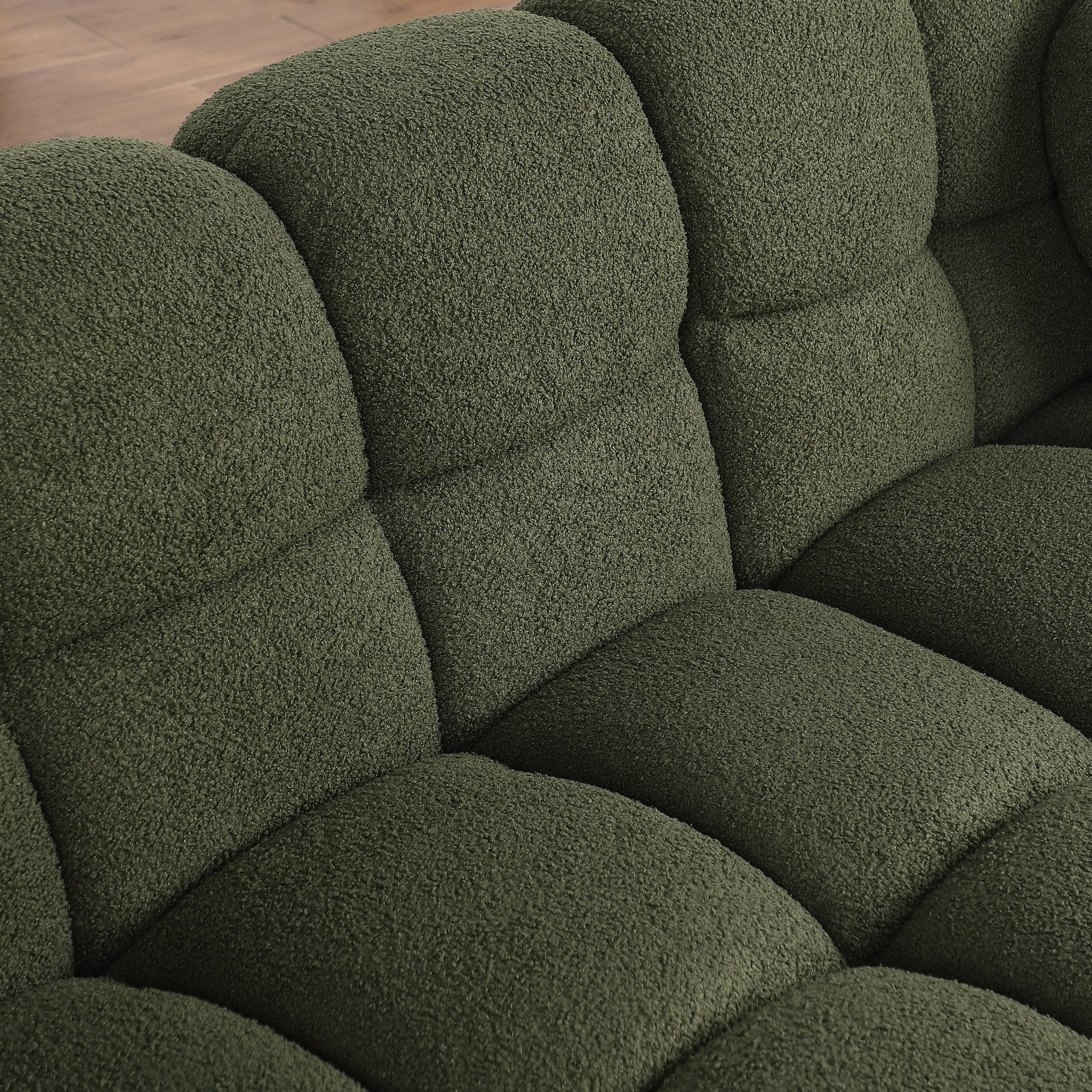 Beige Boucle 3-Seater Sofa - Marshmallow Design with Plush Cushions for Small Living Rooms | Cozy Modern Apartment Furniture for Lounge & Entertaining
