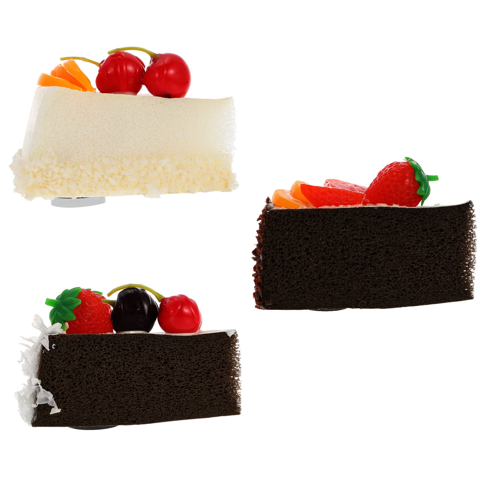 3Pcs Artificial Cake Slice Decor - Fake Chocolate Dessert Model for Home, Kidult Toys & House Ornaments | Perfect for Party Decor, Photography Props, and Play Kitchen Accessories