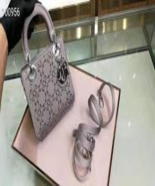 Mini Lady Dior Satin Handbag in Gray - Elegant Evening Clutch for Women's Parties & Special Occasions