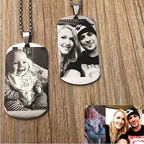 Personalized Custom Name Necklace with Photo & Text Engraving - Stainless Steel Dog Tag Pendant for Men - Perfect Gift for Anniversary, Valentine's Day & Special Occasions