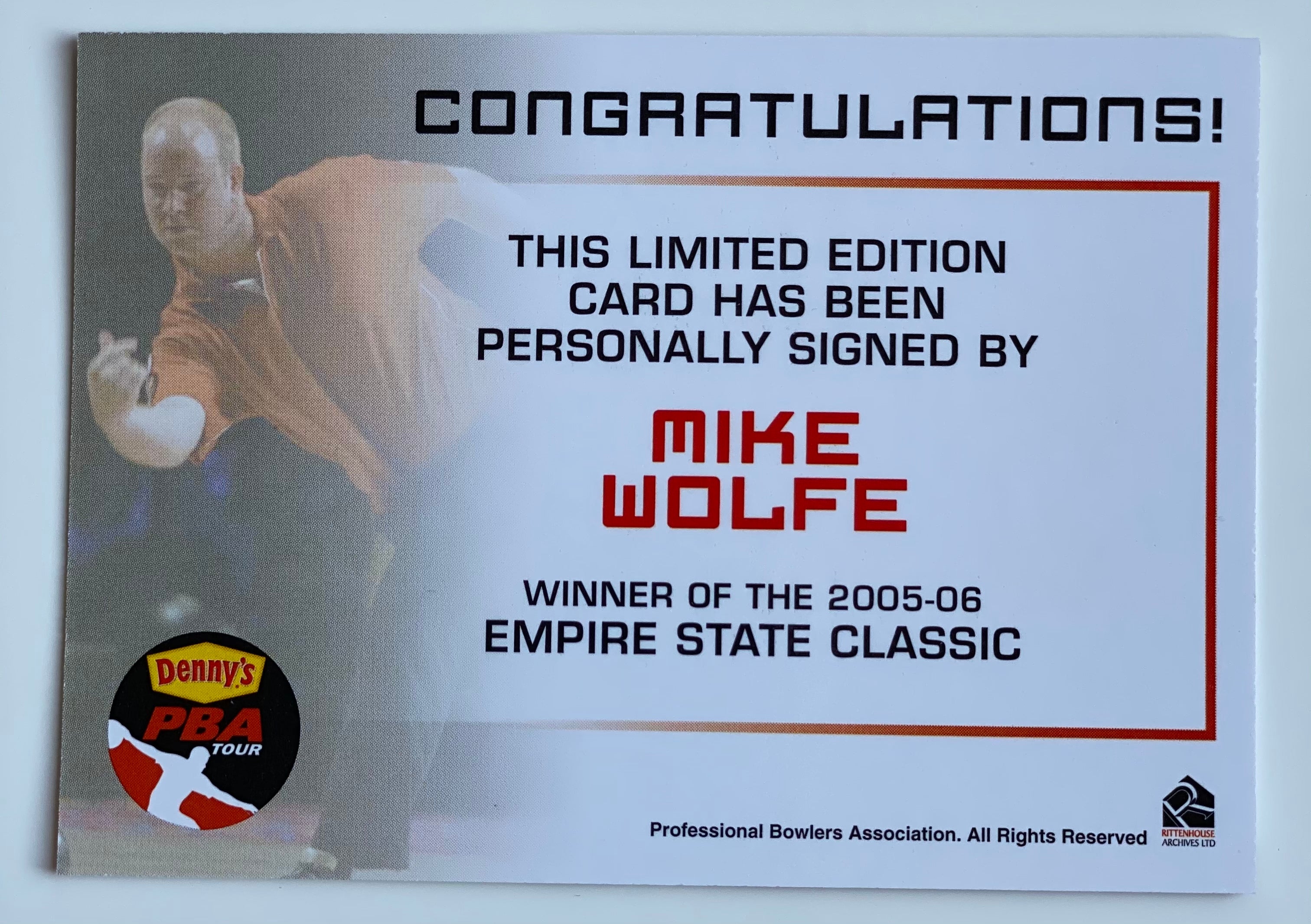 2007 Rittenhouse PBA Mike Wolfe Autographed Bowling Card - Collectible Sports Memorabilia for Bowling Fans and Card Enthusiasts