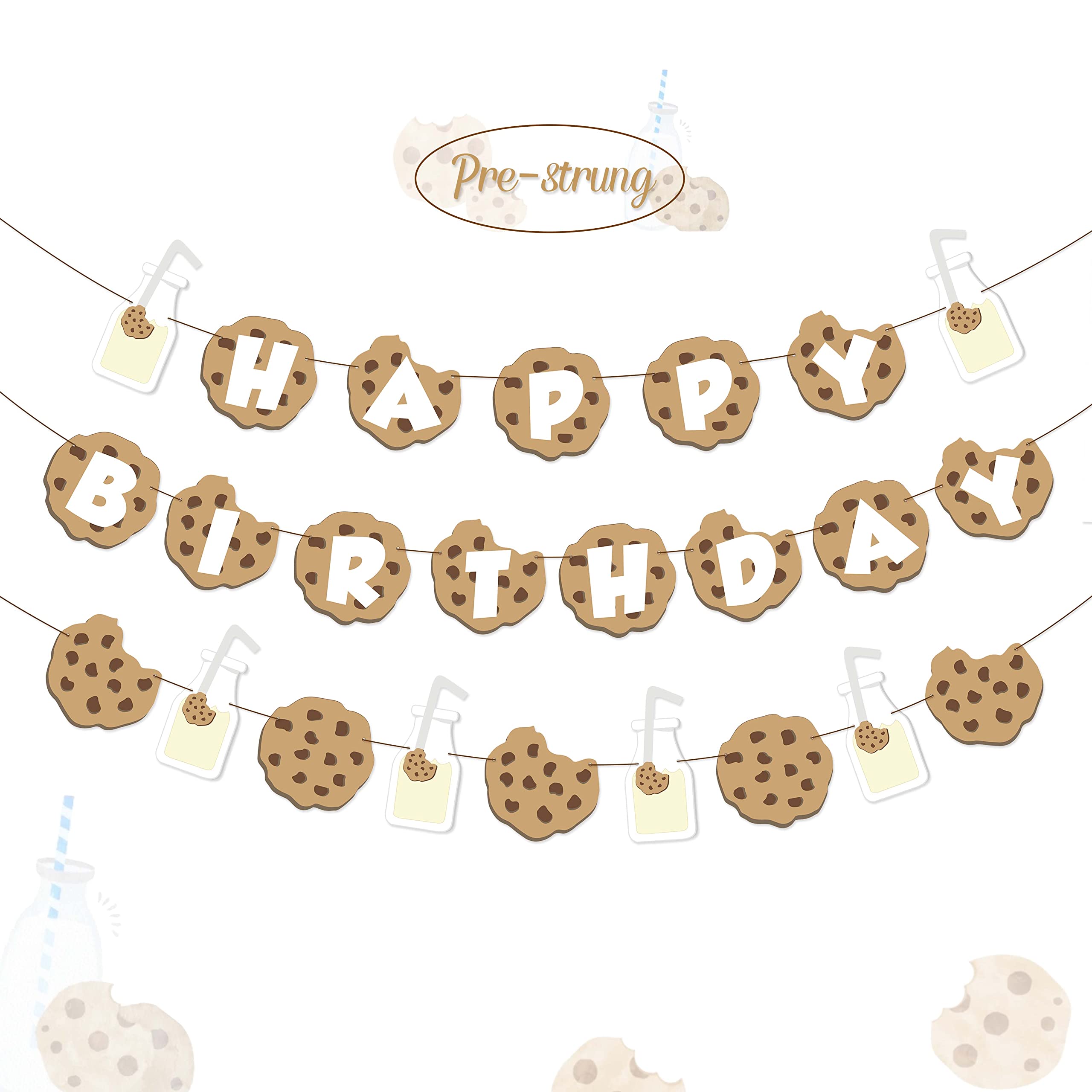 Cookie Monster & Milk Birthday Party Banner - Happy Birthday Garland for Kids, Baby Shower Decorations | Perfect for Cookie-Themed Parties, First Birthdays & Sesame Street Celebrations