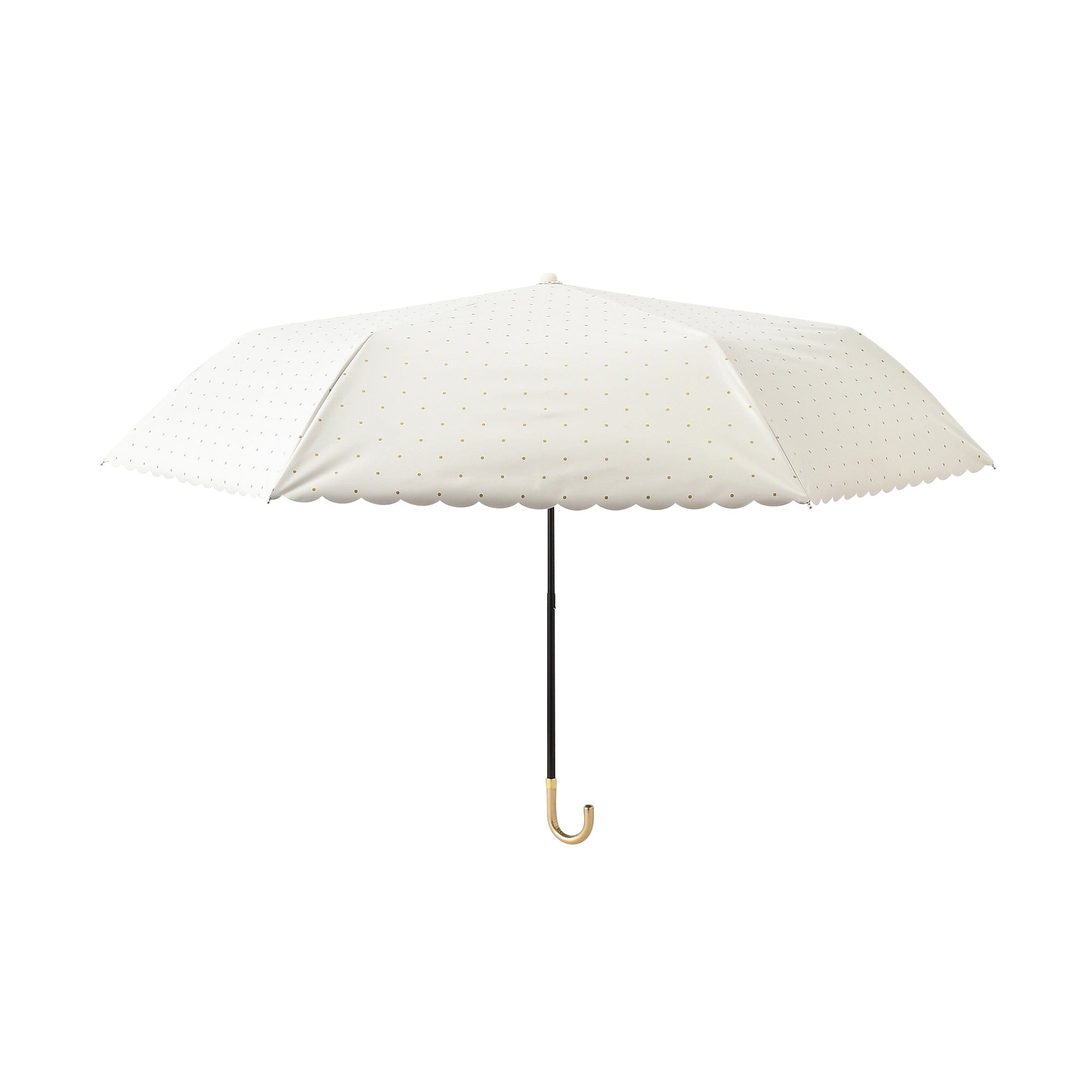Dot Glitter Heat Cut Folding Umbrella 50cm White - Compact UV Protection & Waterproof for Women & Men - Perfect for Sunny Days, Rainy Weather, Beach, Travel & Outdoor Activities